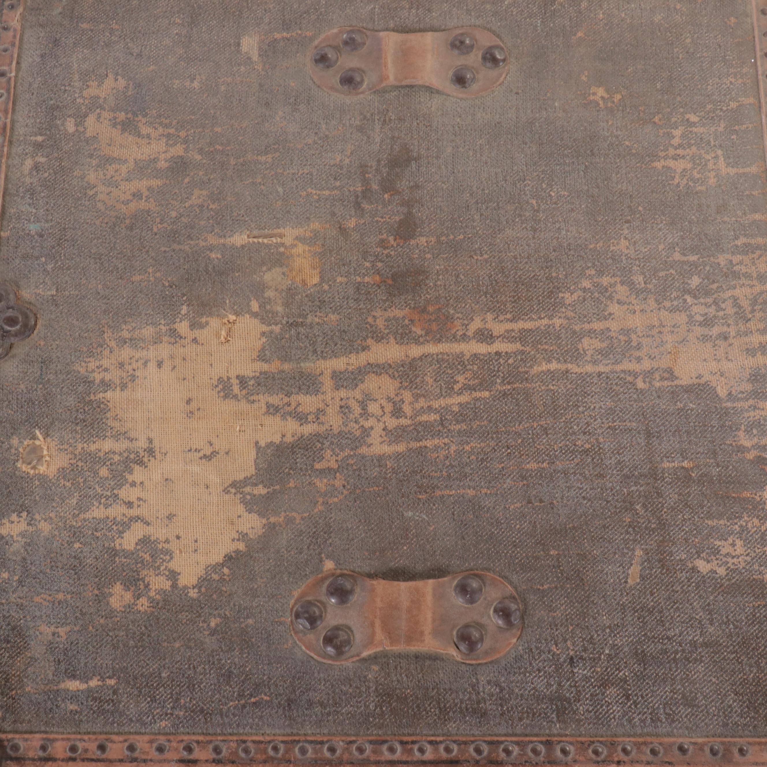 Neverbreak Leather Clad Steamer Trunk, Early to Mid-20th Century