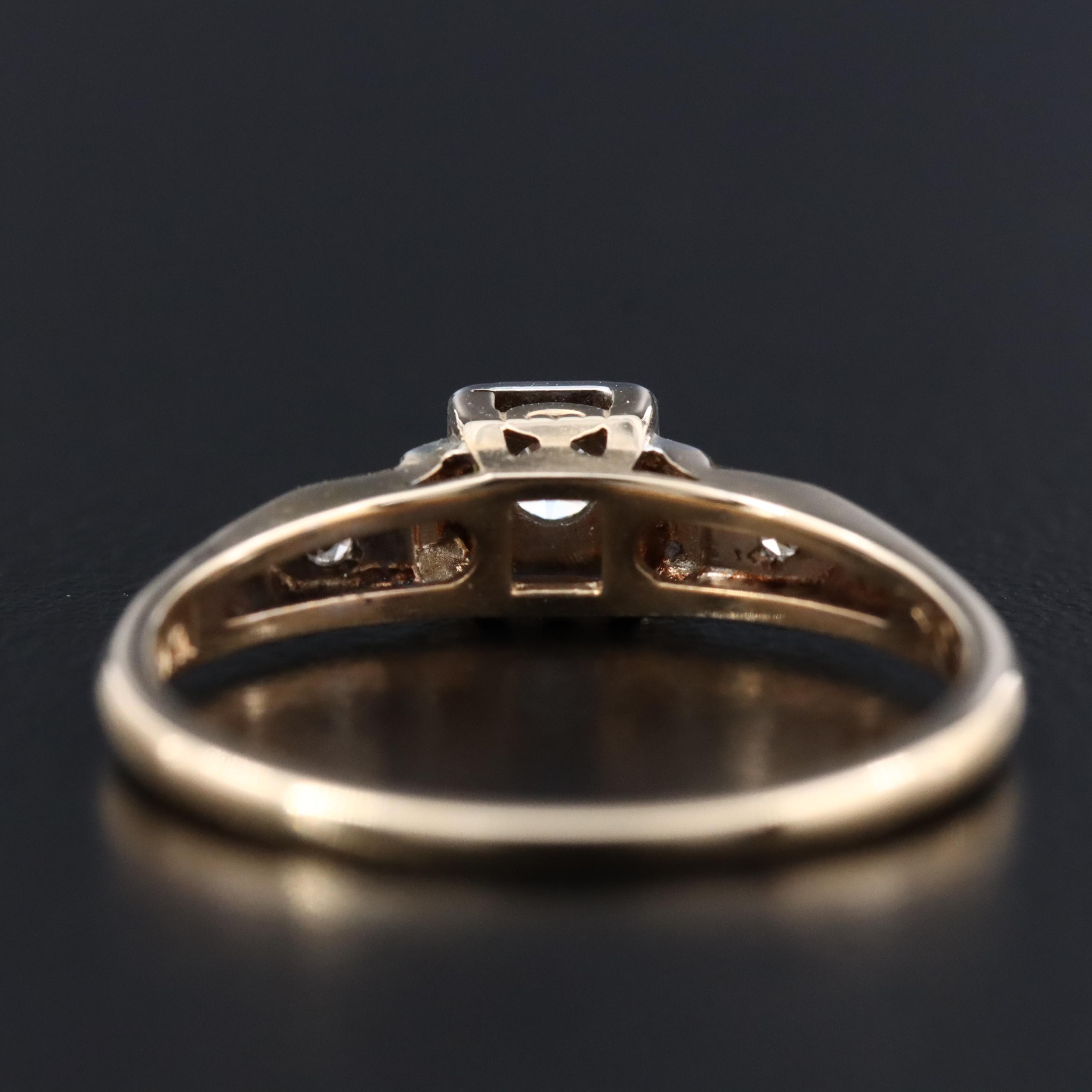 Vintage 14K 0.10 CTW Diamond Ring with 18K Settings