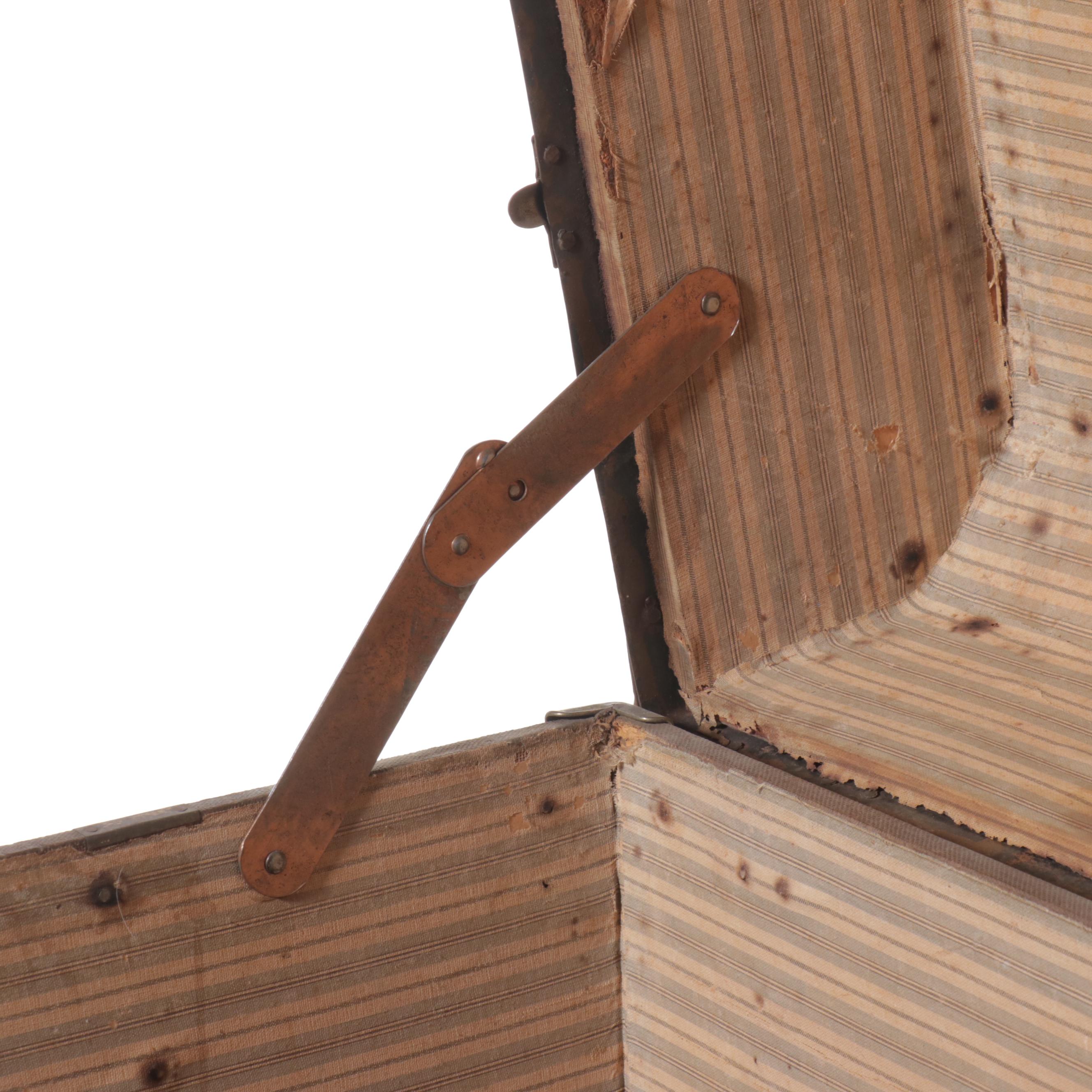 Neverbreak Leather Clad Steamer Trunk, Early to Mid-20th Century