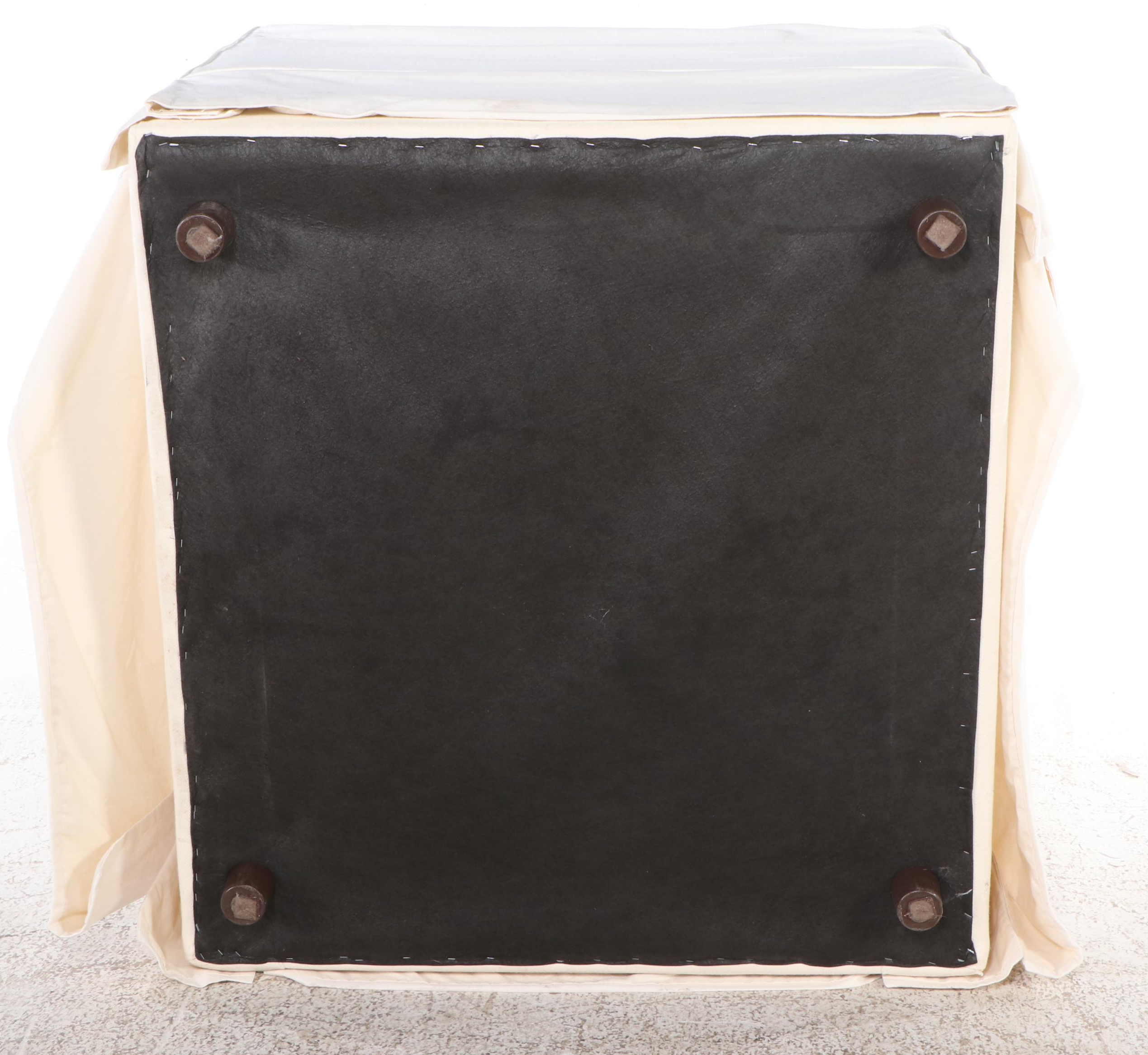 Slip Covered Armchairs with Ottomans and Interchangeable Covers