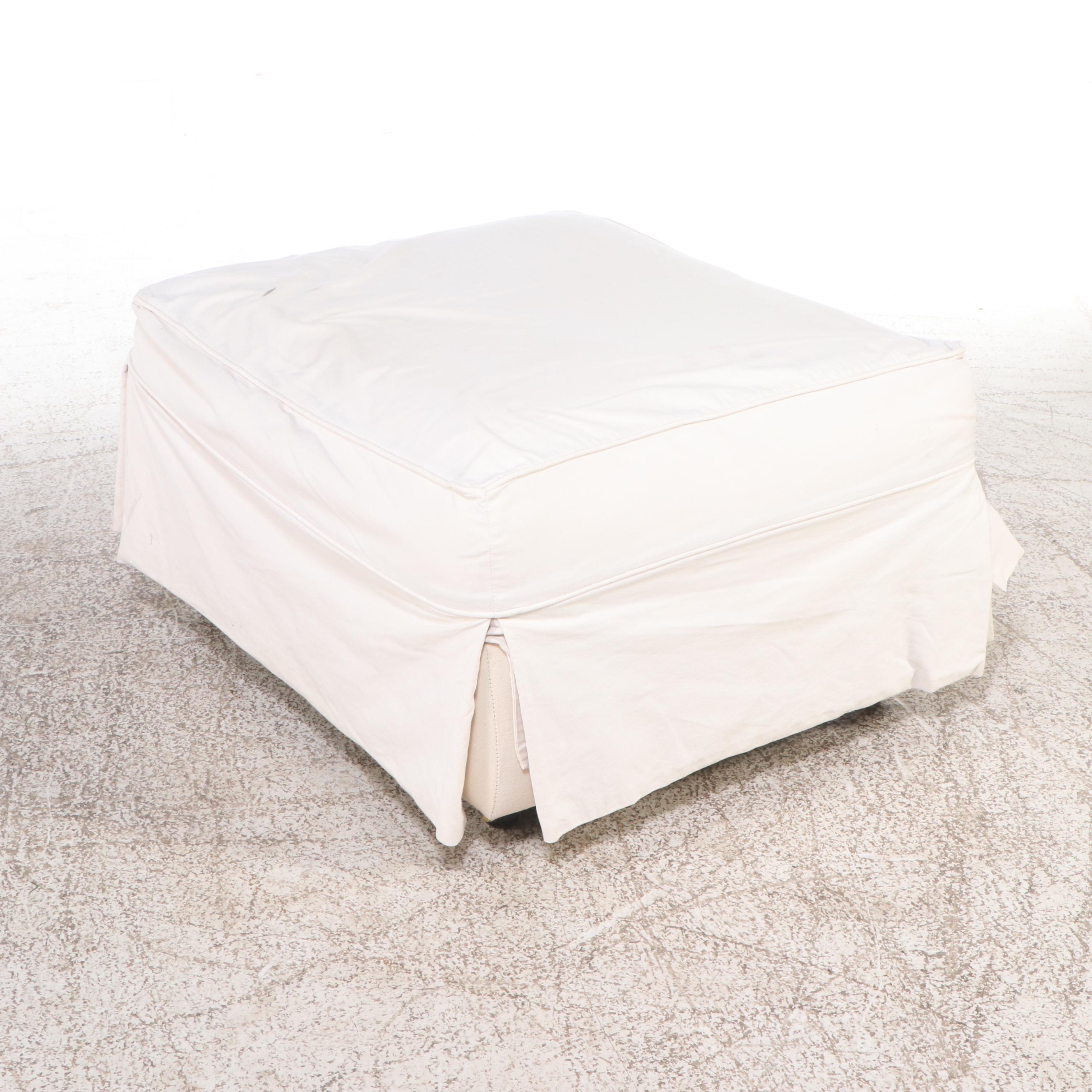 Slip Covered Armchairs with Ottomans and Interchangeable Covers