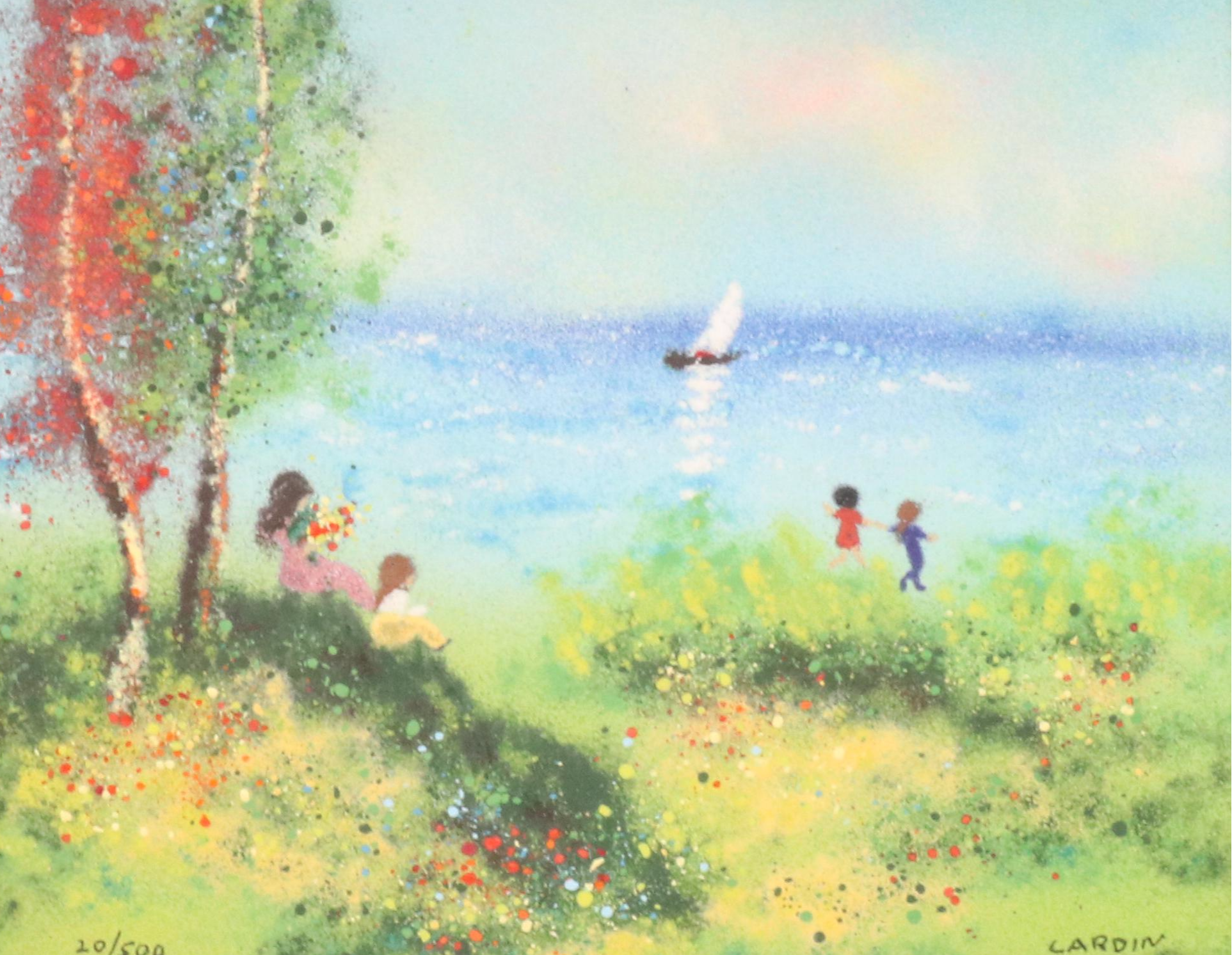 Louis Cardin Impressionist Figurative Enamel Painting on Copper