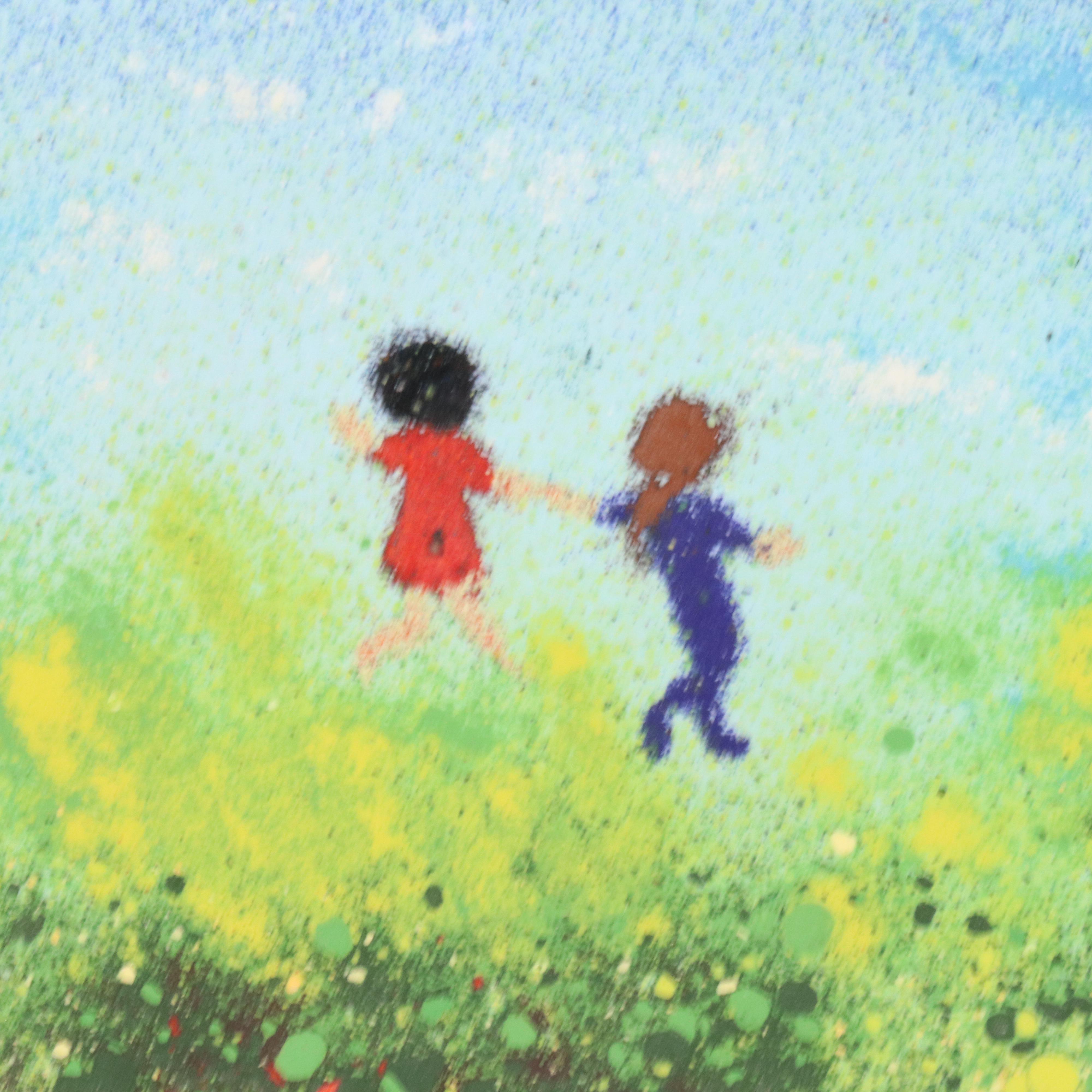 Louis Cardin Impressionist Figurative Enamel Painting on Copper