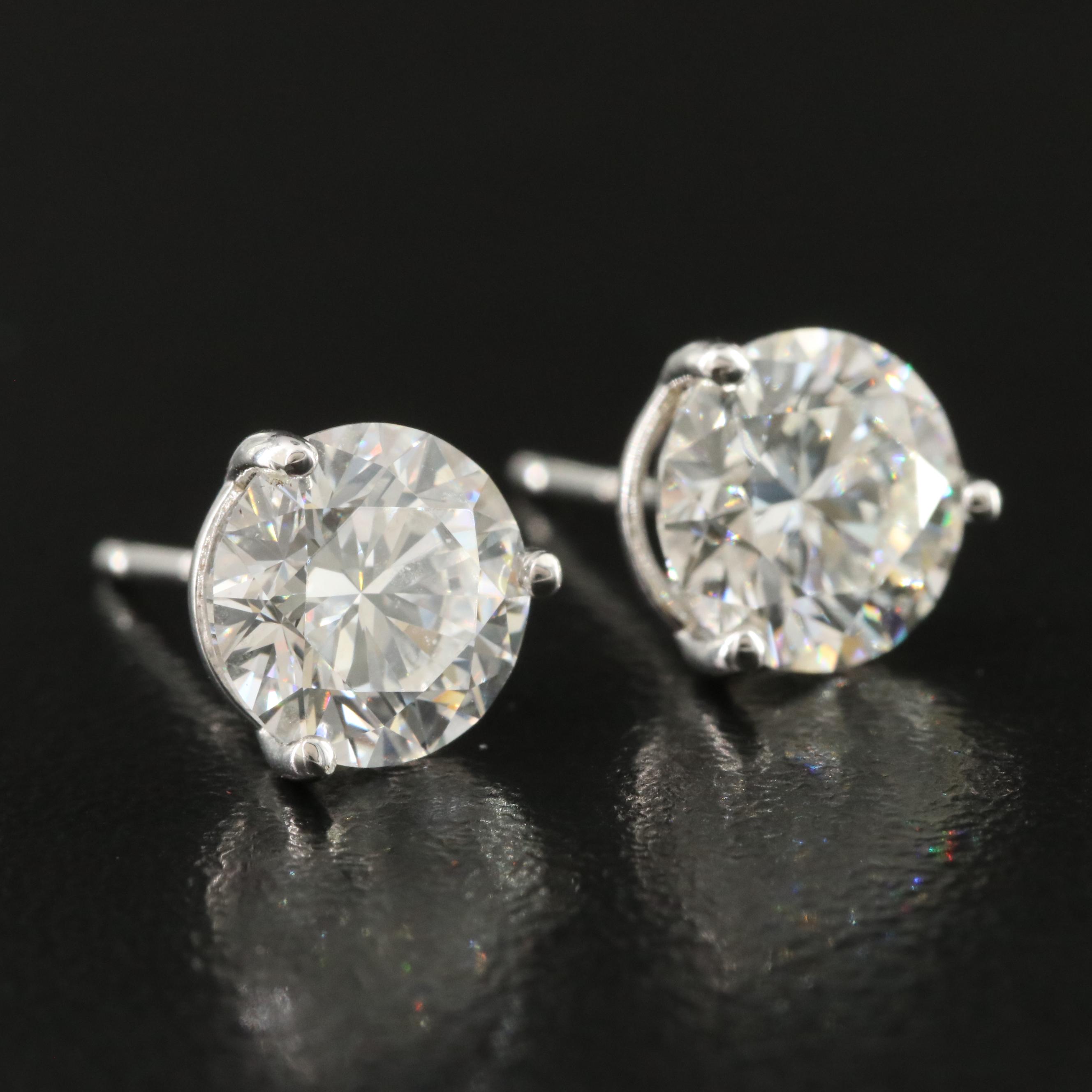14K 3.06 CTW Lab Grown Diamond Solitaire Earrings