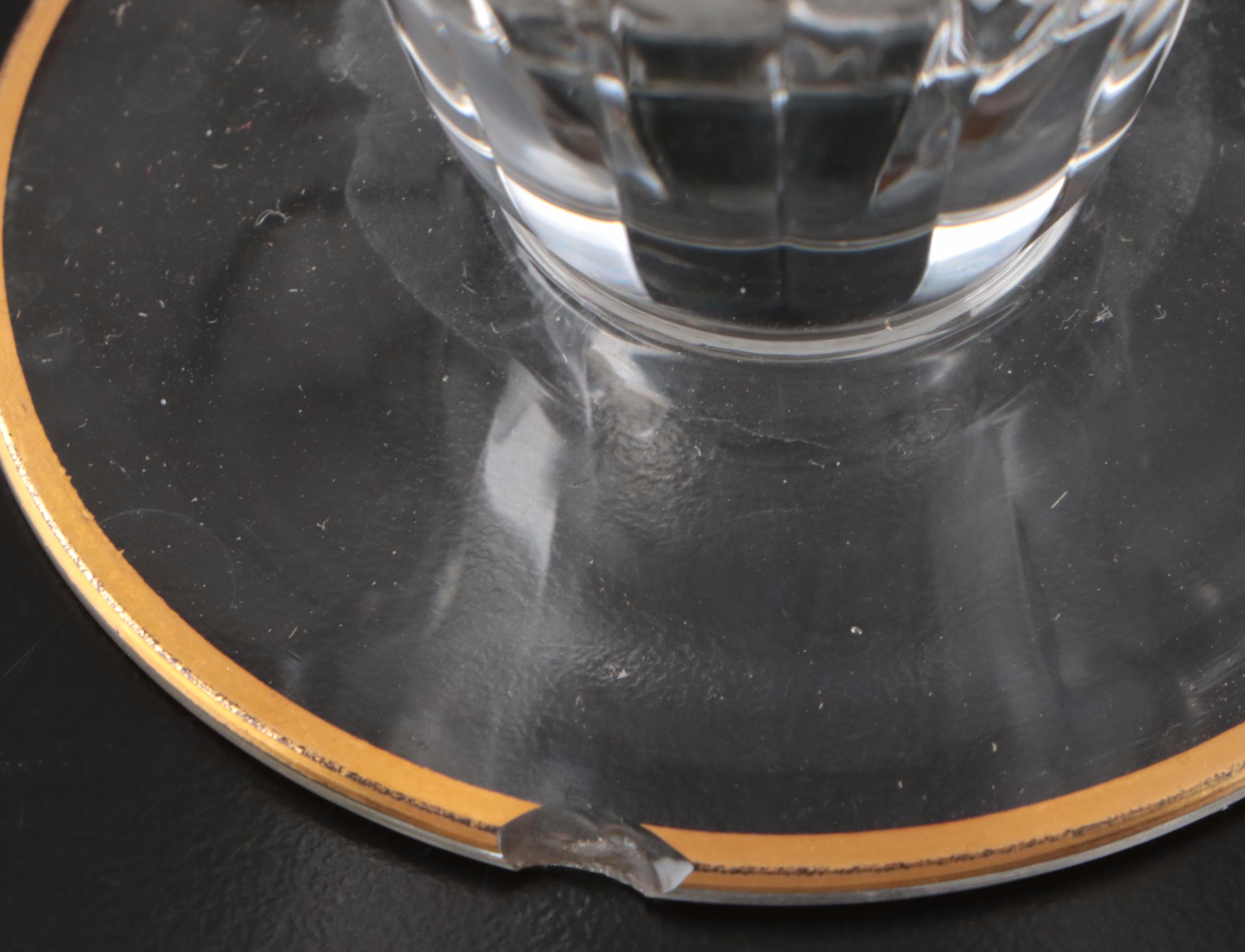 Gilt Glass Cordials with Framed Rooster Figurine