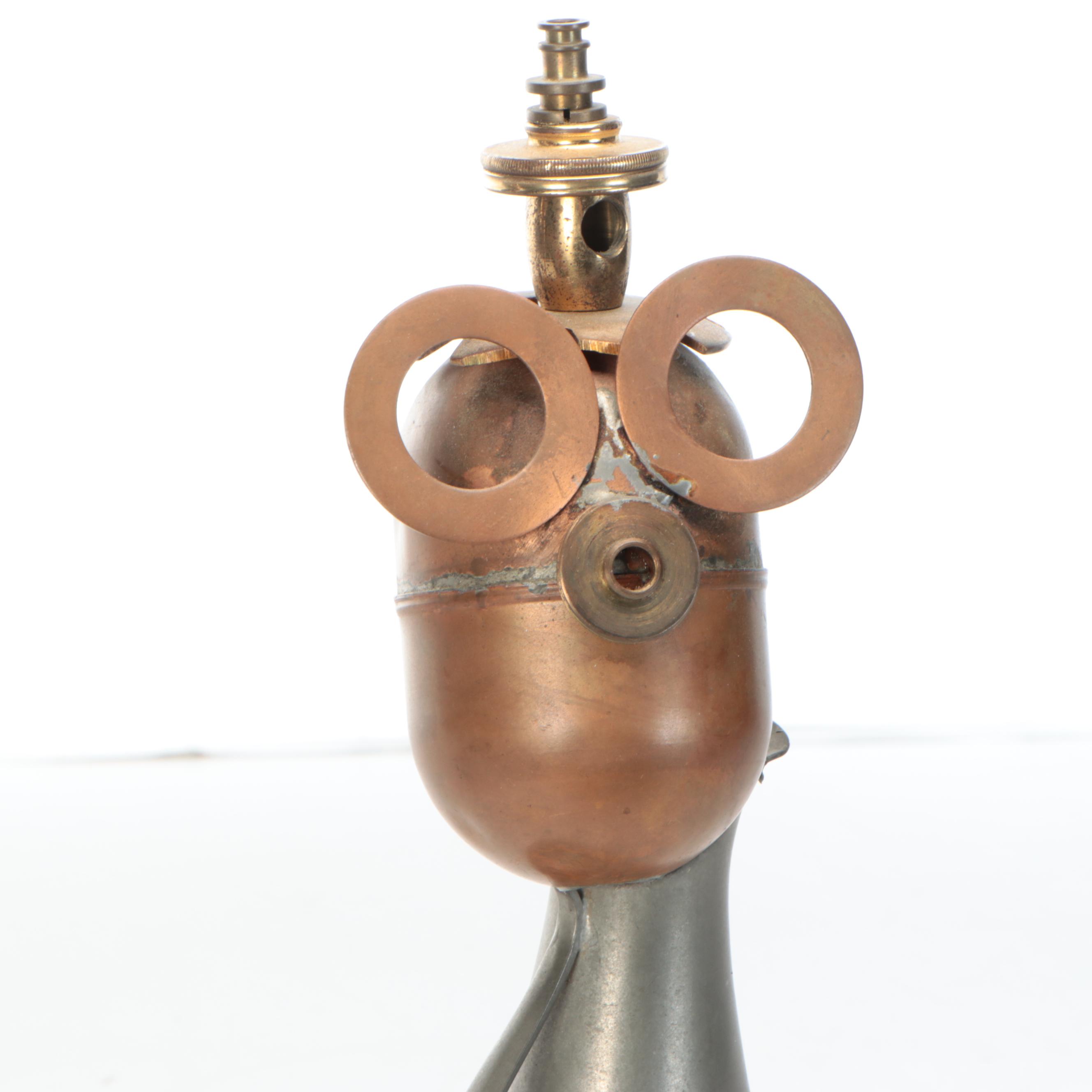 Mixed Metal and Wood Figural Sculptures