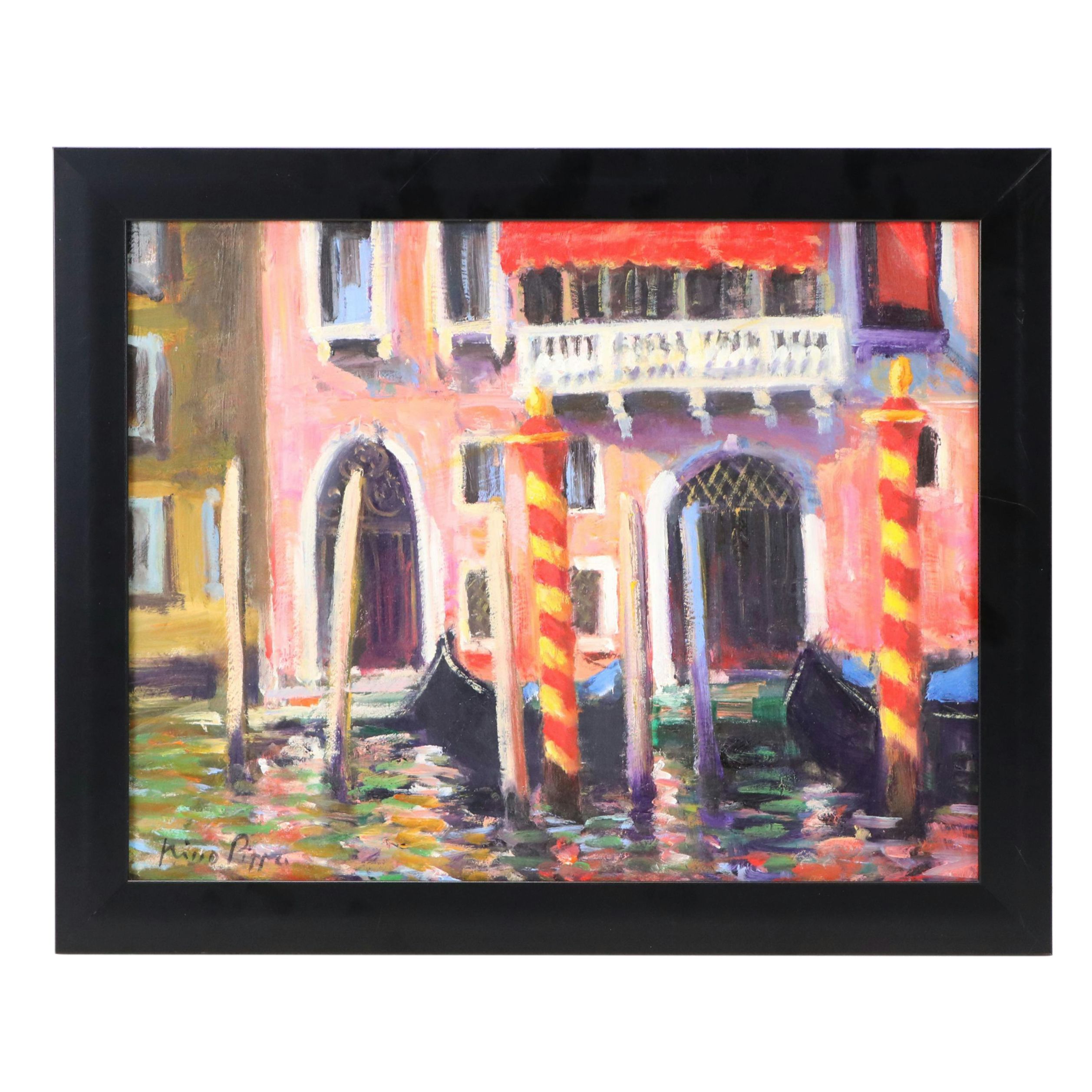 Nino Pippa Oil Painting of Venice Canal Scene, 21st Century