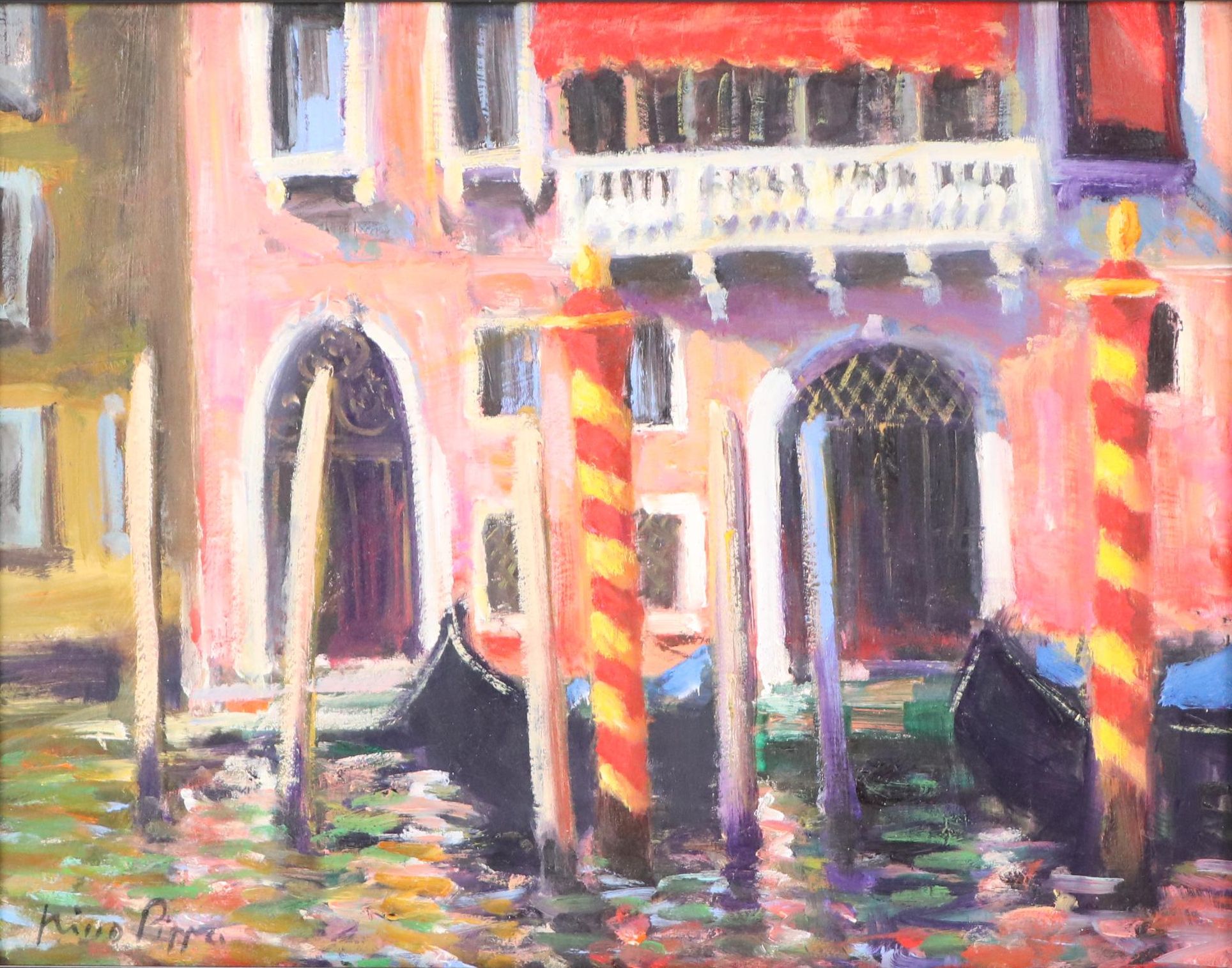 Nino Pippa Oil Painting of Venice Canal Scene, 21st Century