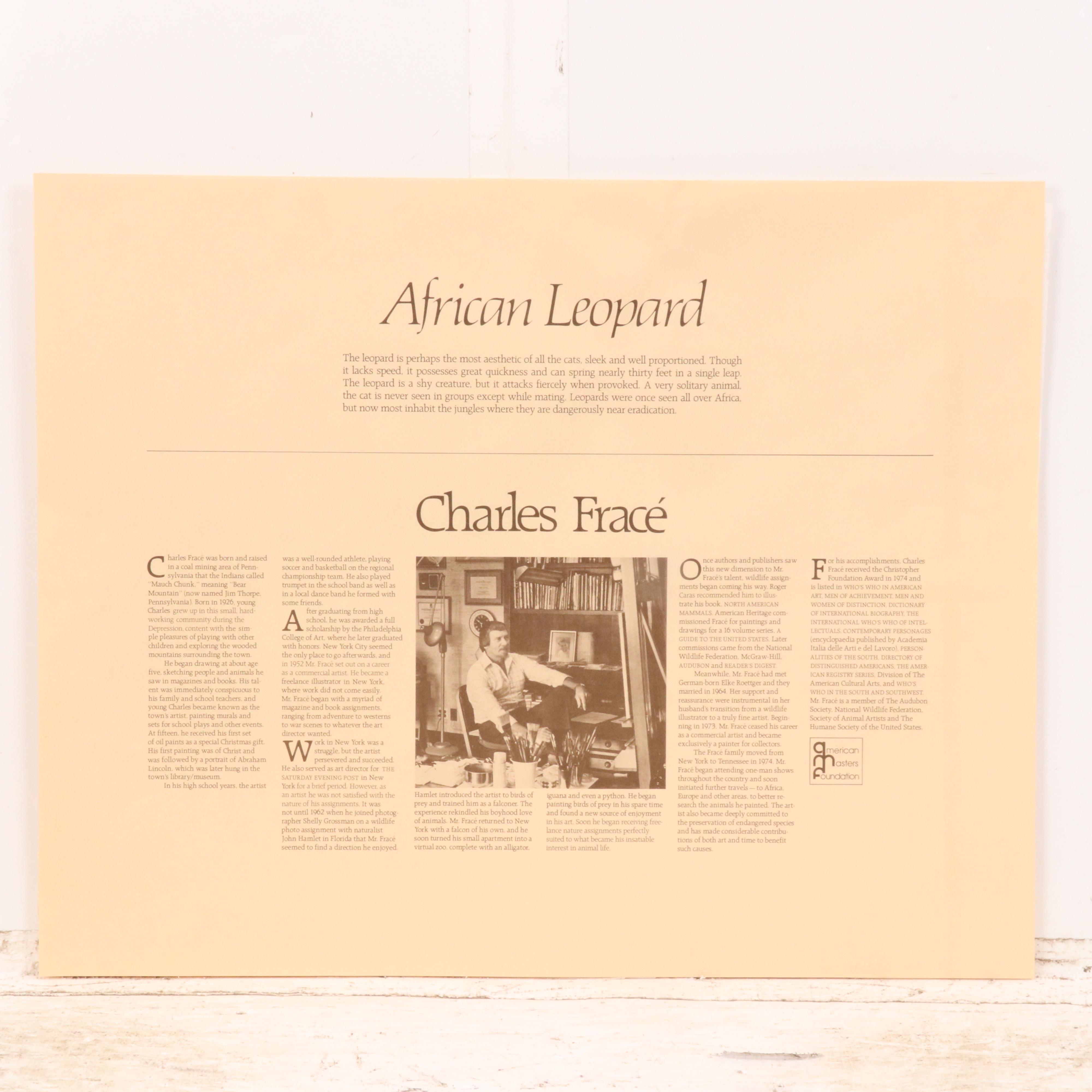 Charles Fracé Offset Lithograph "African Leopard"