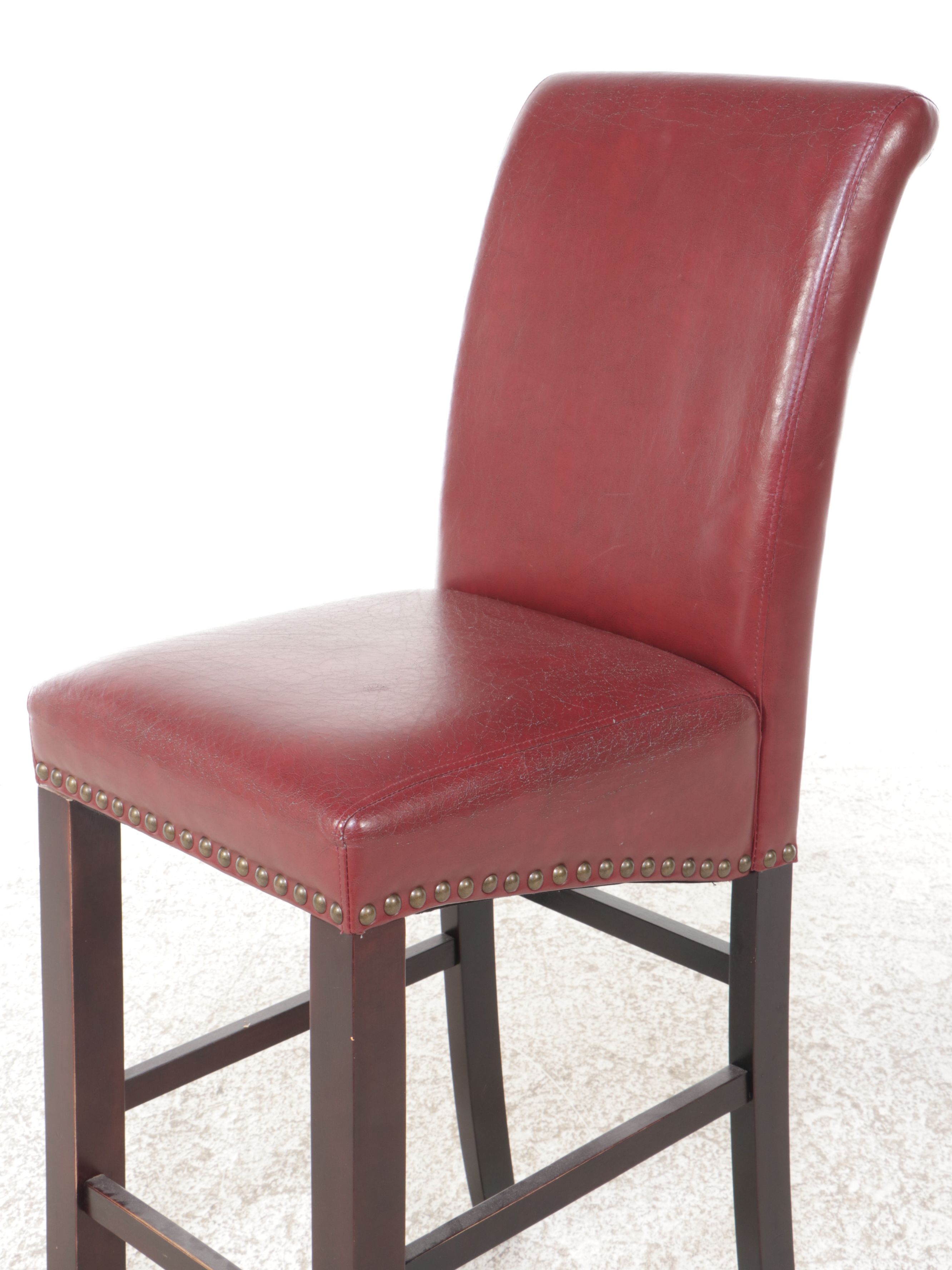 Set of Three Office Star Products Faux Leather Barstools with Nailhead Trim