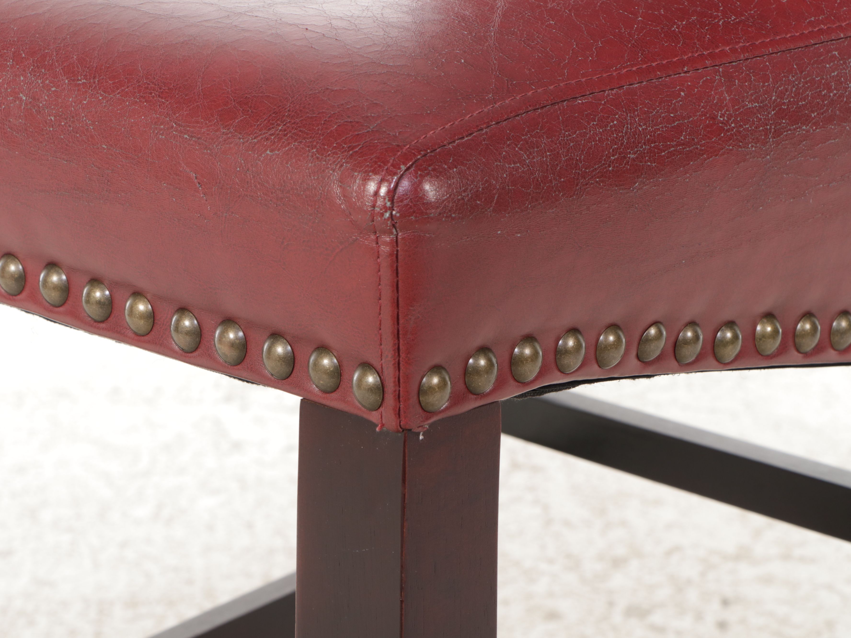 Set of Three Office Star Products Faux Leather Barstools with Nailhead Trim