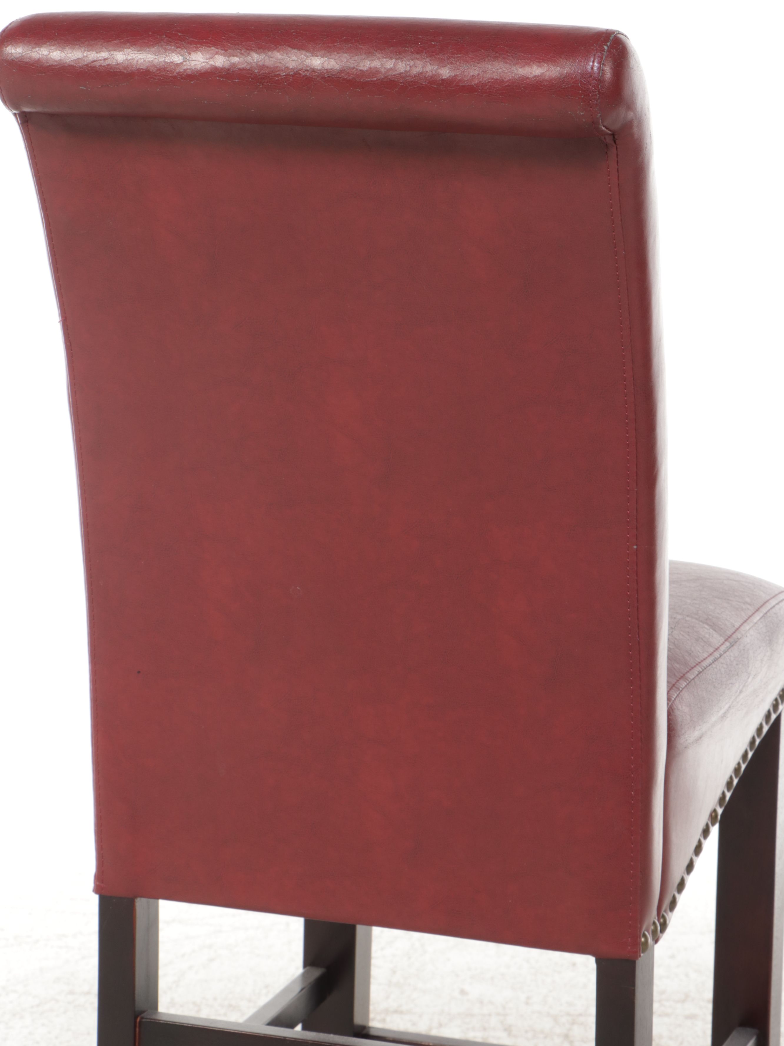 Set of Three Office Star Products Faux Leather Barstools with Nailhead Trim