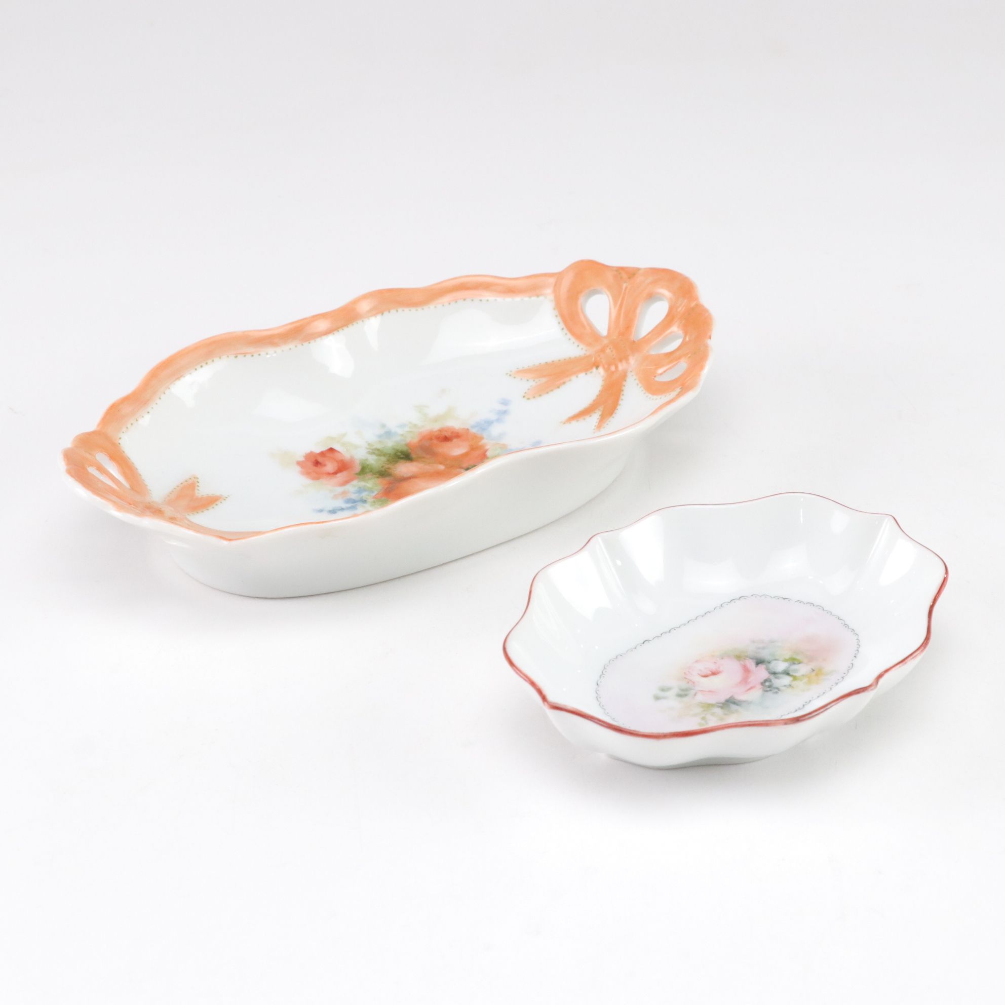 Hand-Painted Floral Trinket Dishes, Condiment Dishes, and More