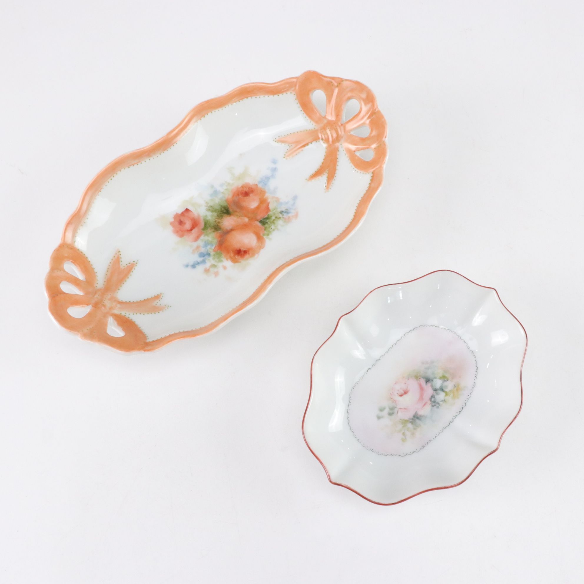 Hand-Painted Floral Trinket Dishes, Condiment Dishes, and More