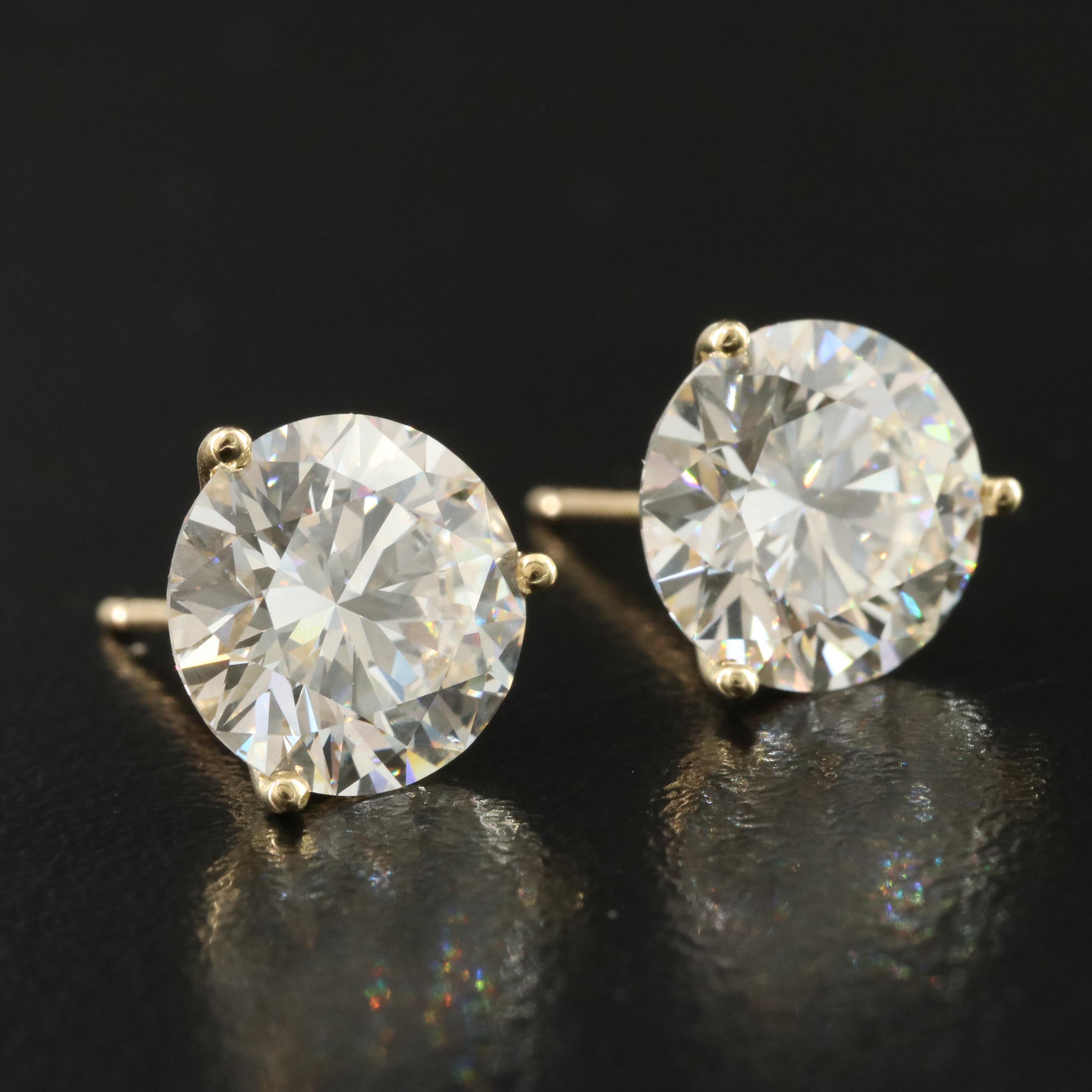 18K 6.04 CTW Lab Grown Diamond Solitaire Earrings