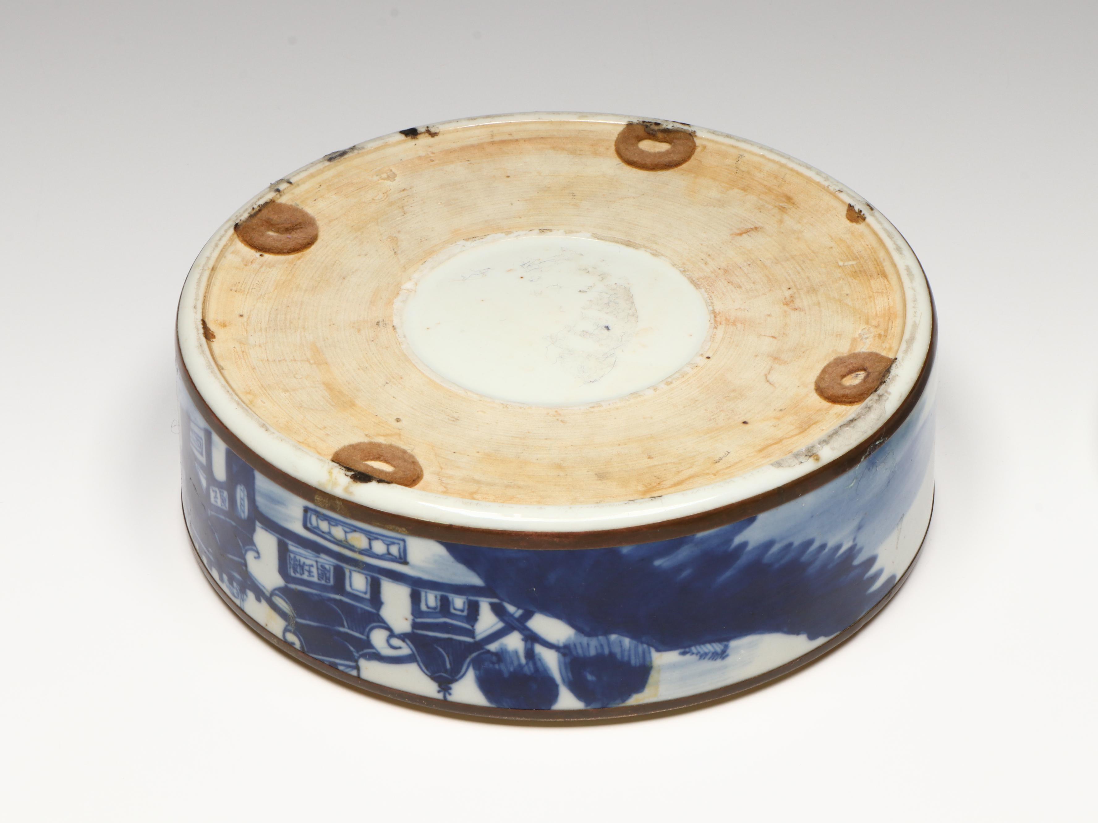 Antique Chinese Transitional Kangxi Blue on White Porcelain Box