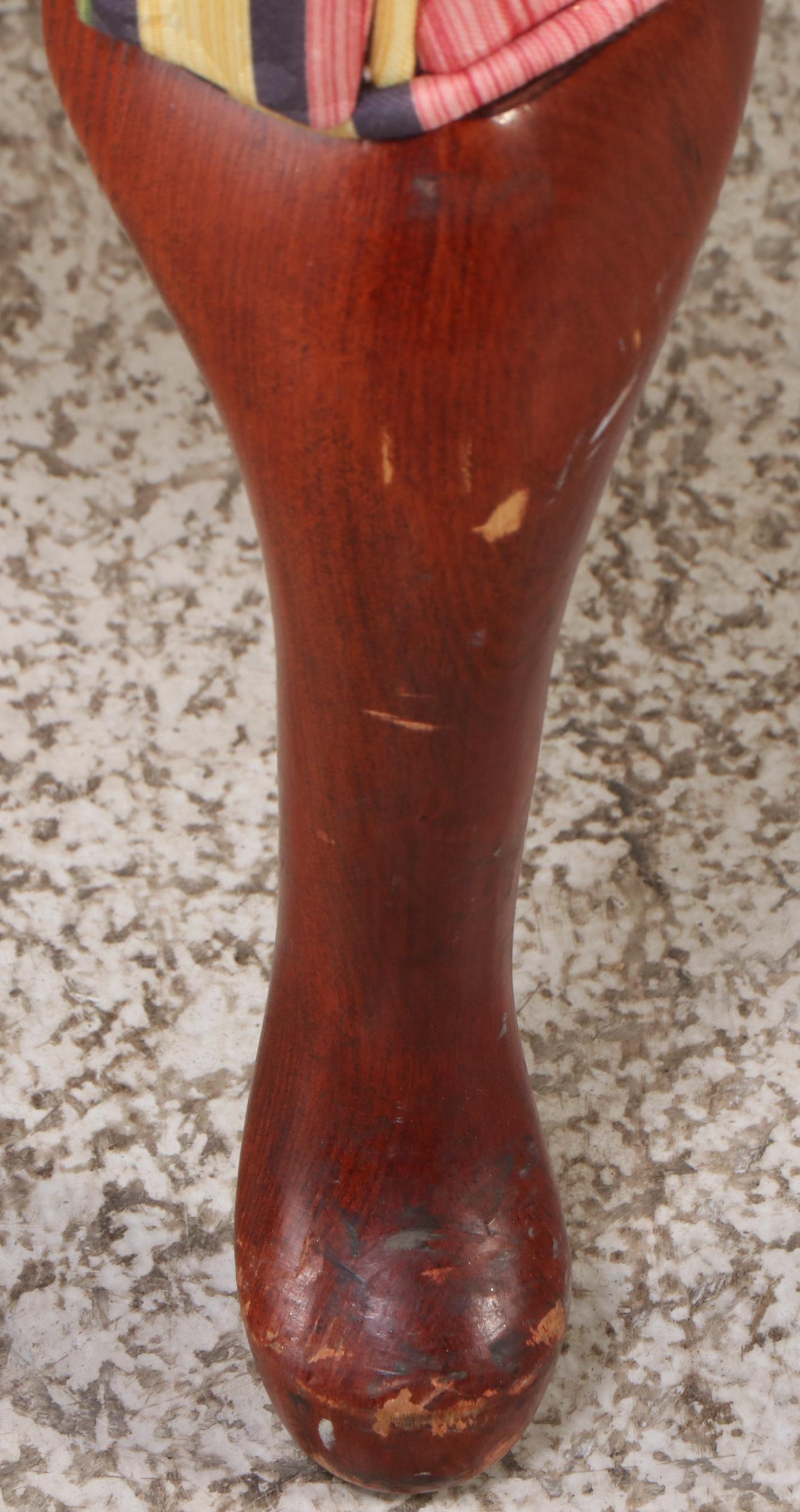 Queen Anne Style Striped Fabric Upholstered Wingback Recliner