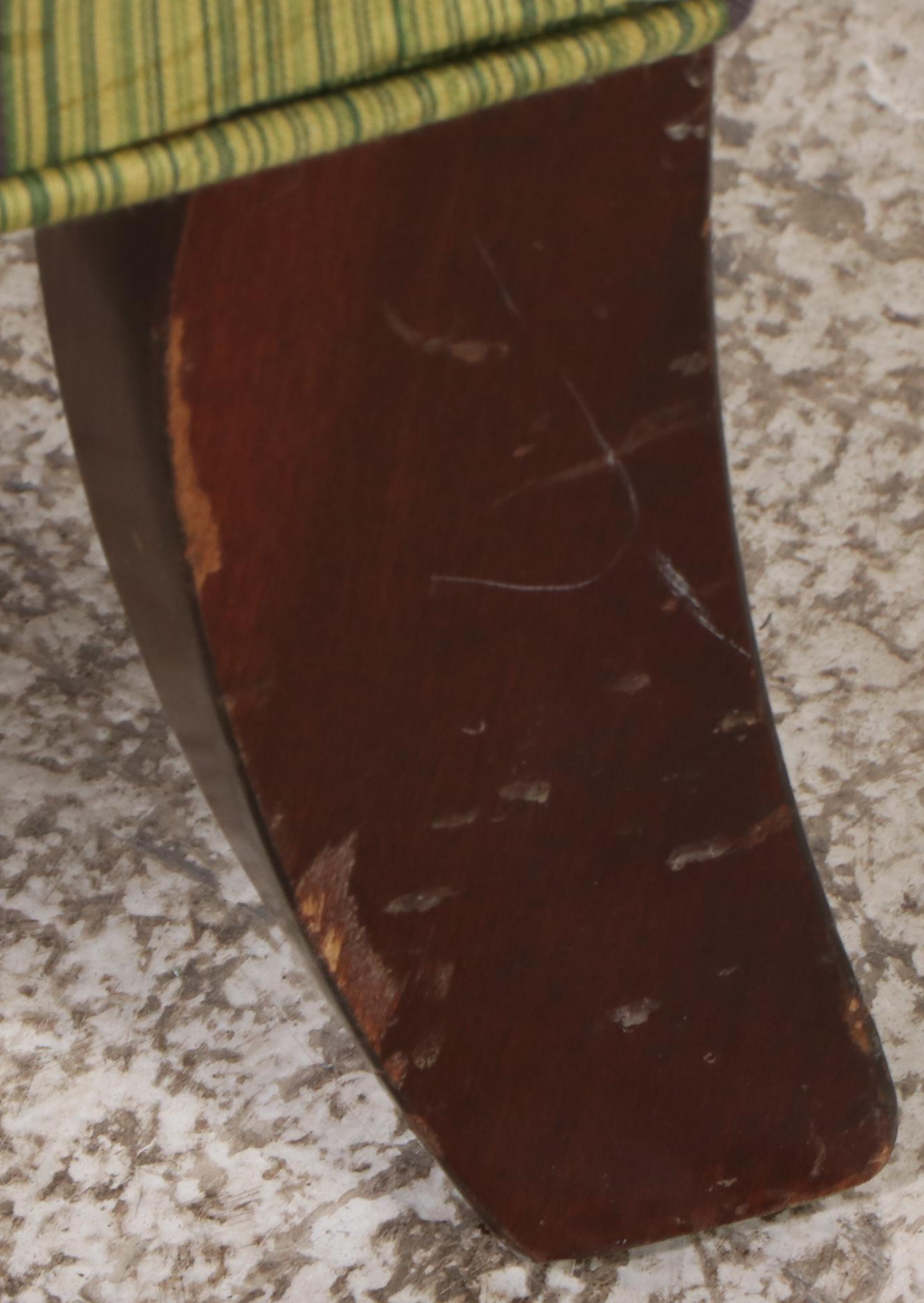 Queen Anne Style Striped Fabric Upholstered Wingback Recliner