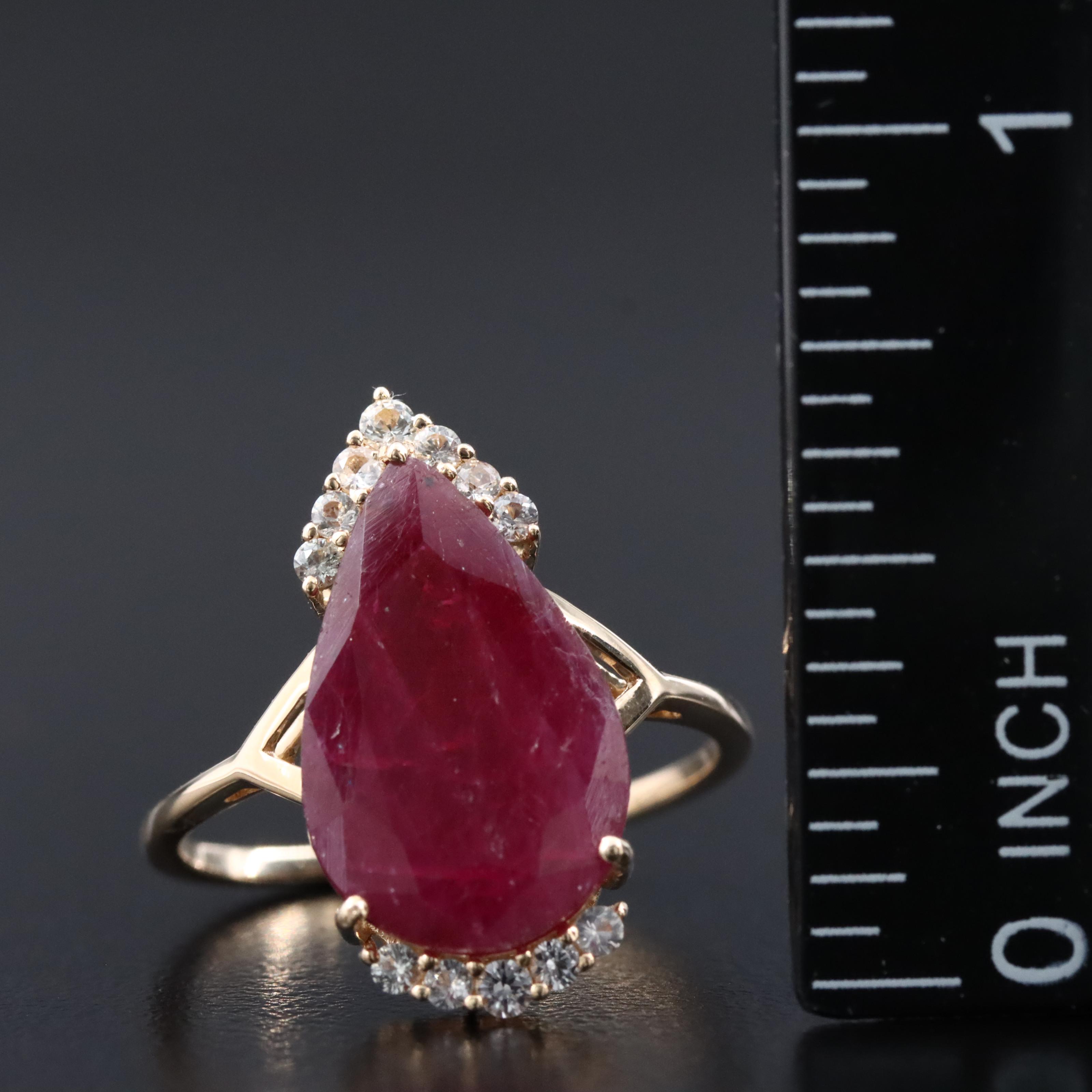 14K 4.26 CT Ruby and White Sapphire Ring