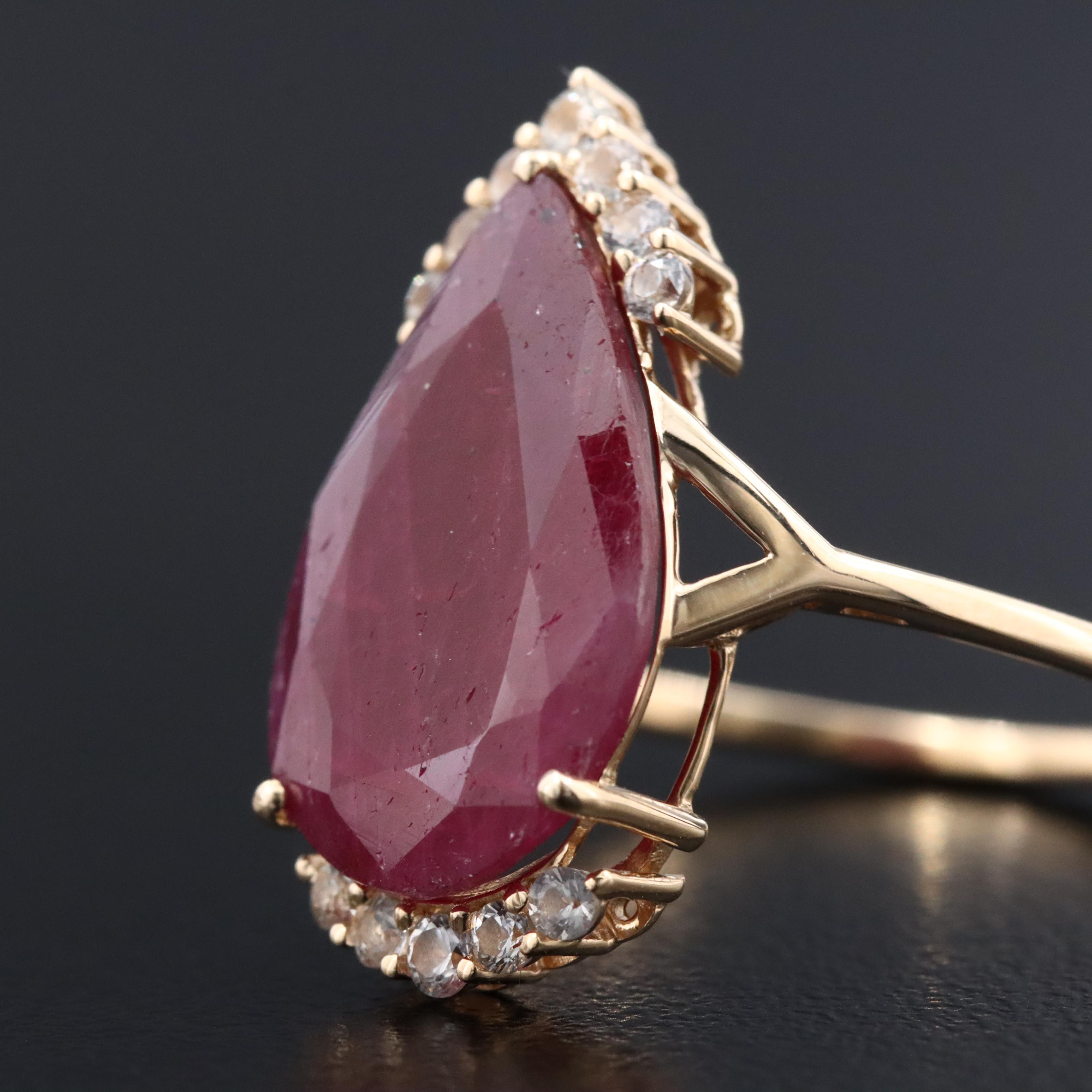 14K 4.26 CT Ruby and White Sapphire Ring