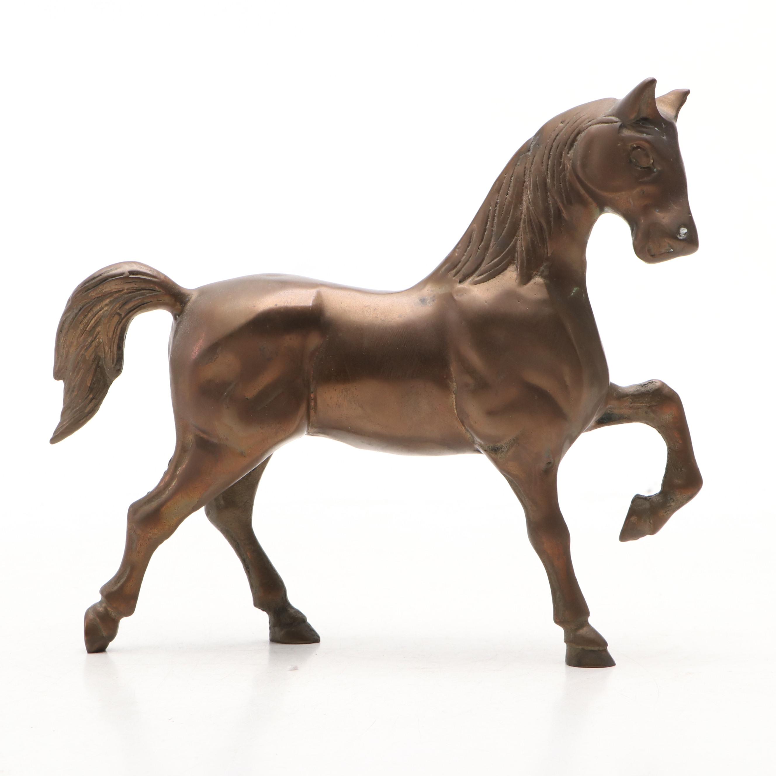 Brass Goose and Prancing Horse, Mid-20th Century