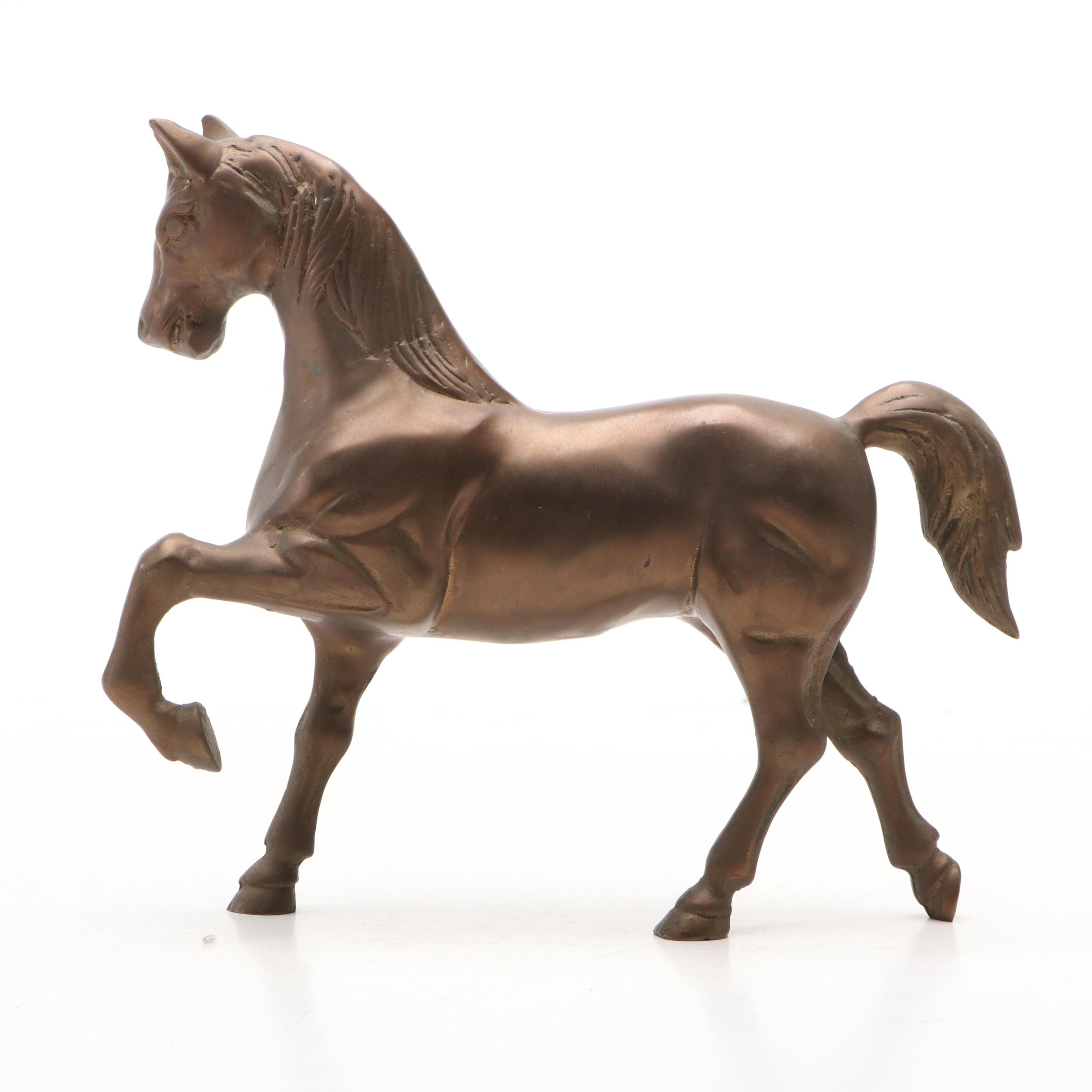 Brass Goose and Prancing Horse, Mid-20th Century