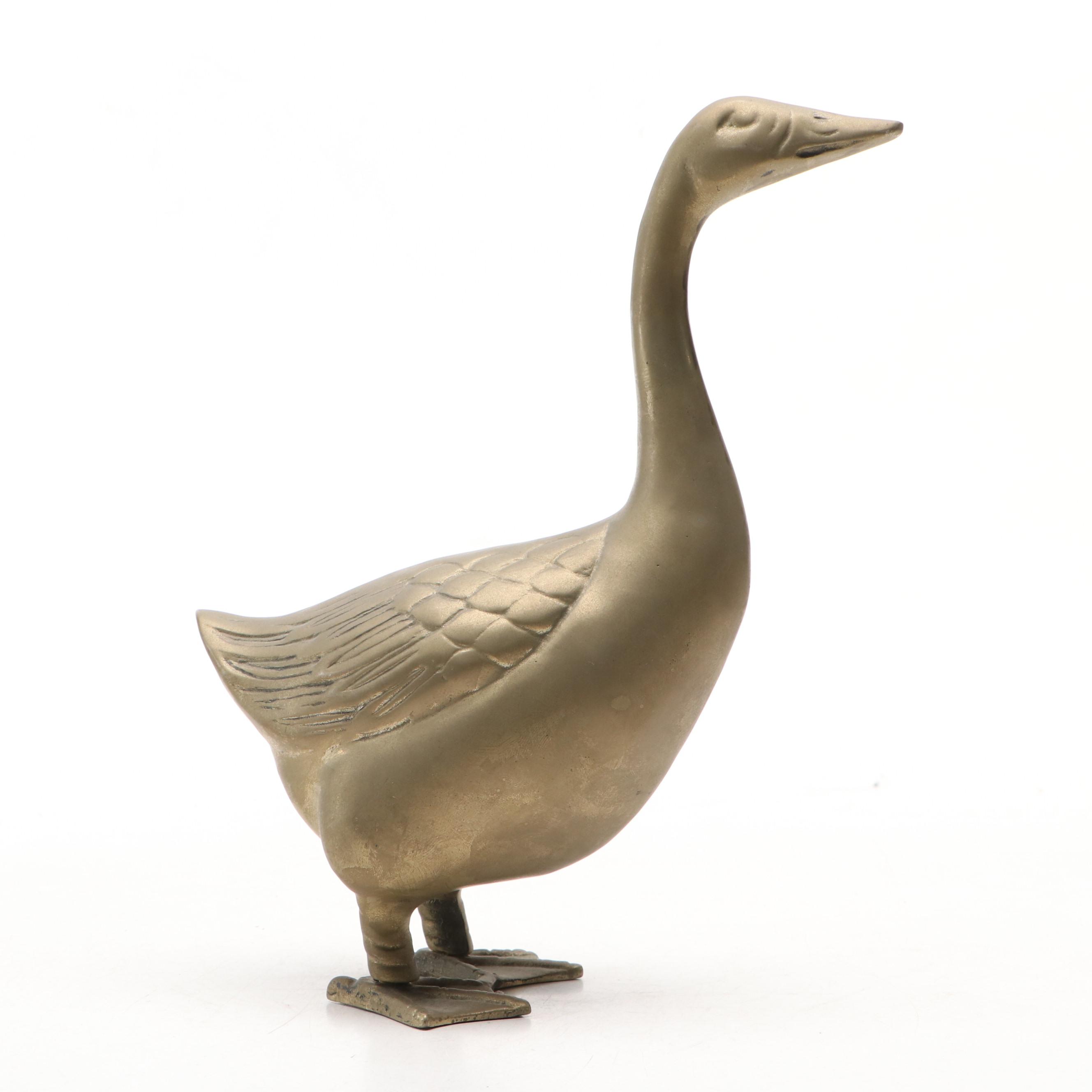 Brass Goose and Prancing Horse, Mid-20th Century