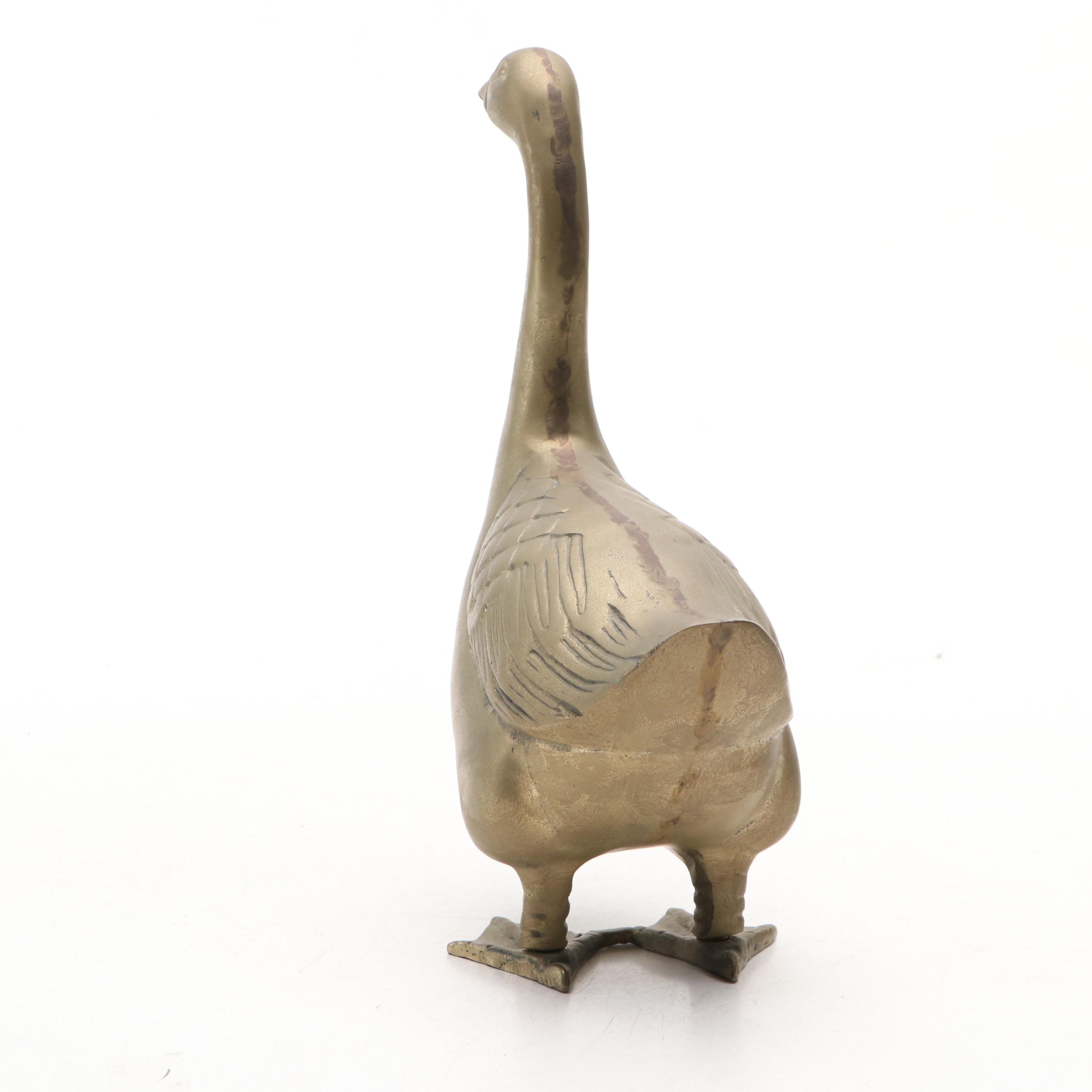 Brass Goose and Prancing Horse, Mid-20th Century