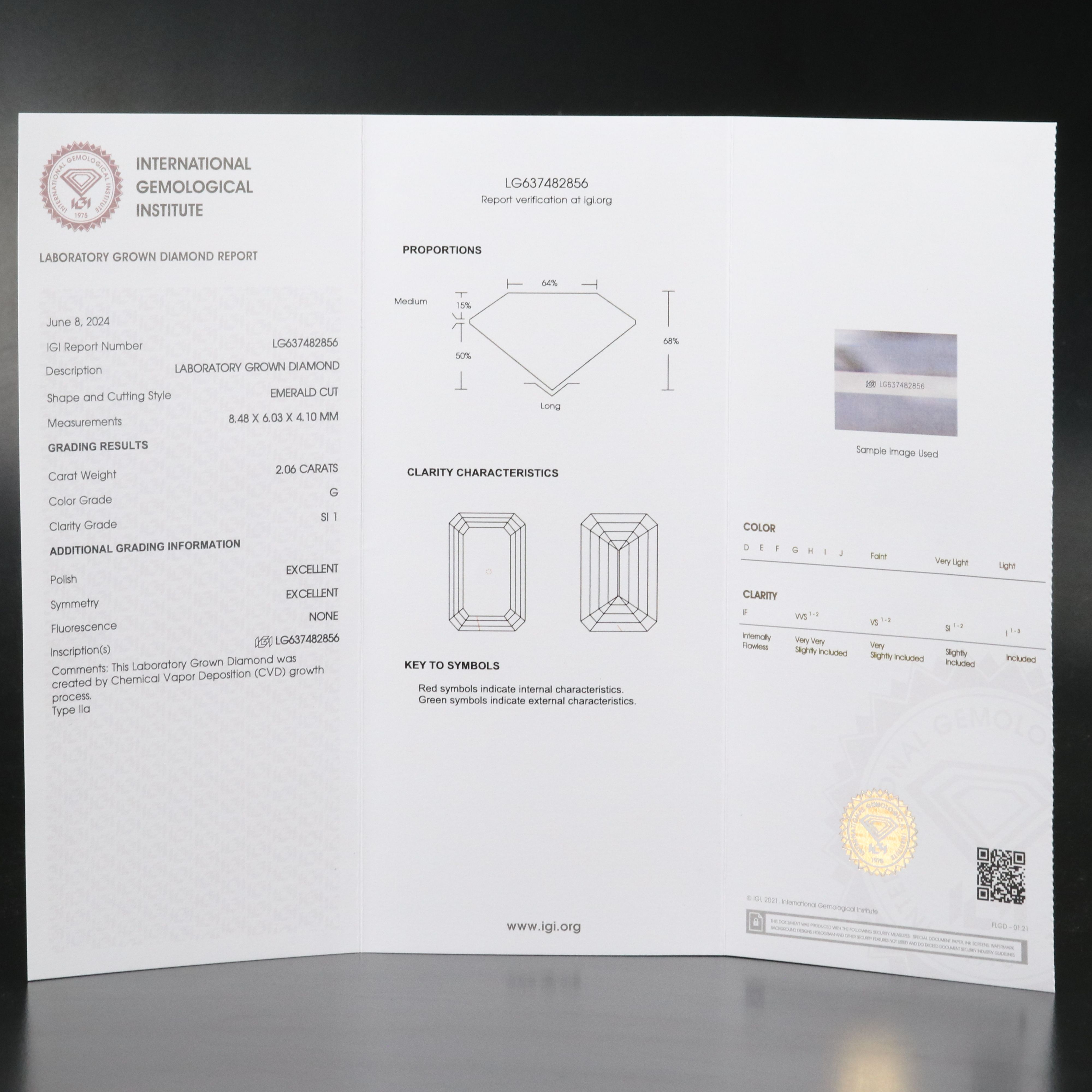 Loose 2.06 CT Lab Grown Diamond with IGI Report