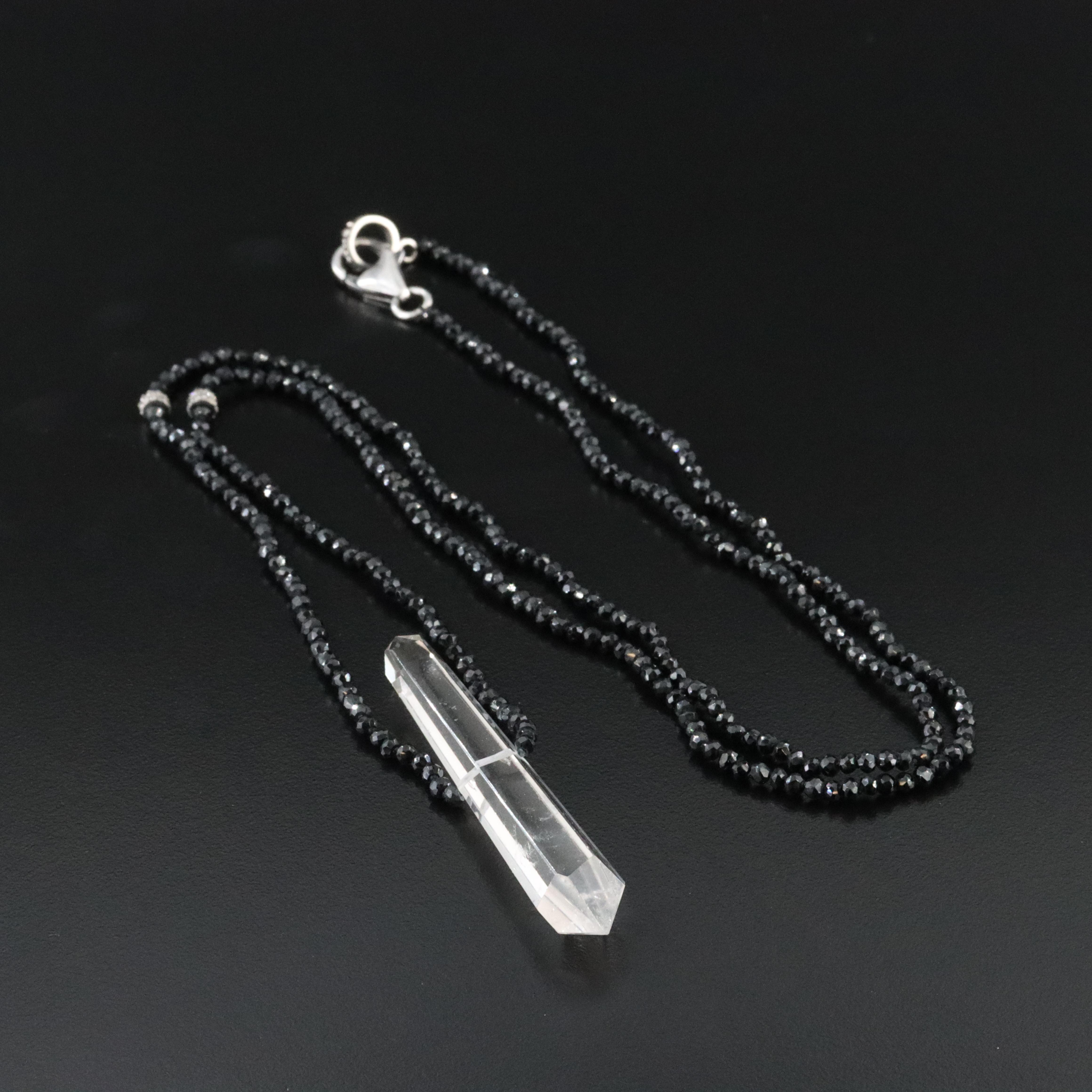 Sheryl Lowe Sterling Rock Crystal, Spinel and Diamond Necklace