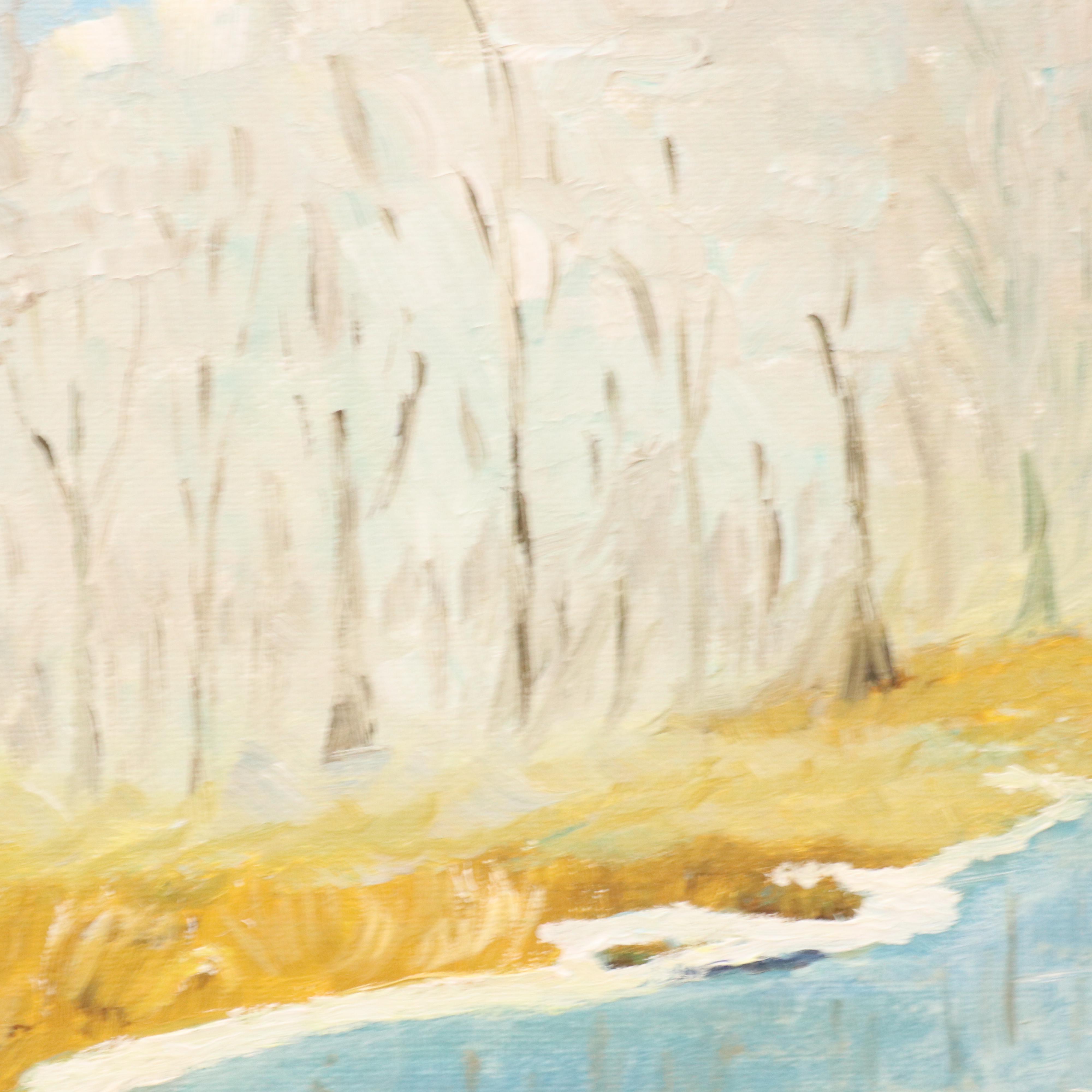 Winter River Landscape Acrylic Painting