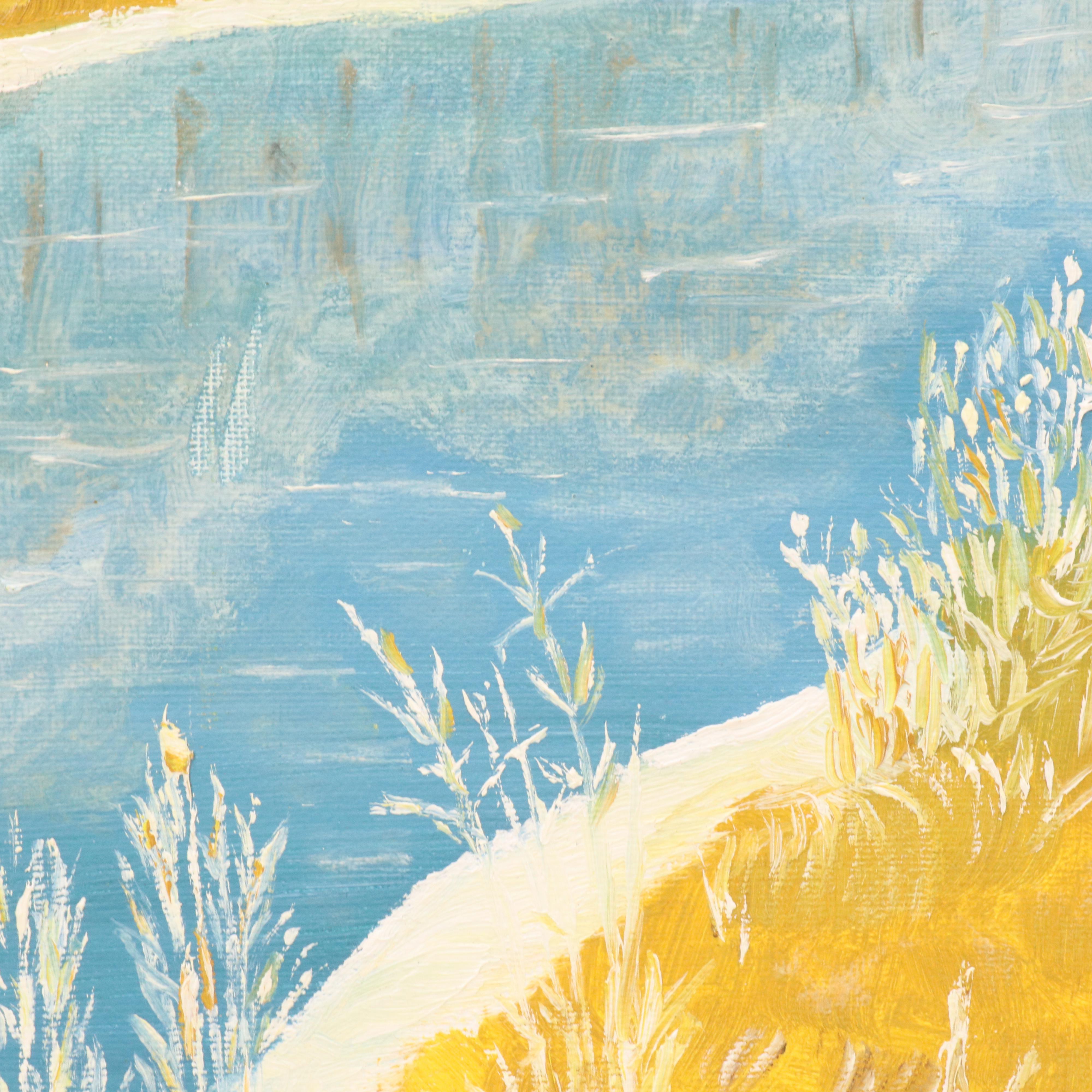 Winter River Landscape Acrylic Painting