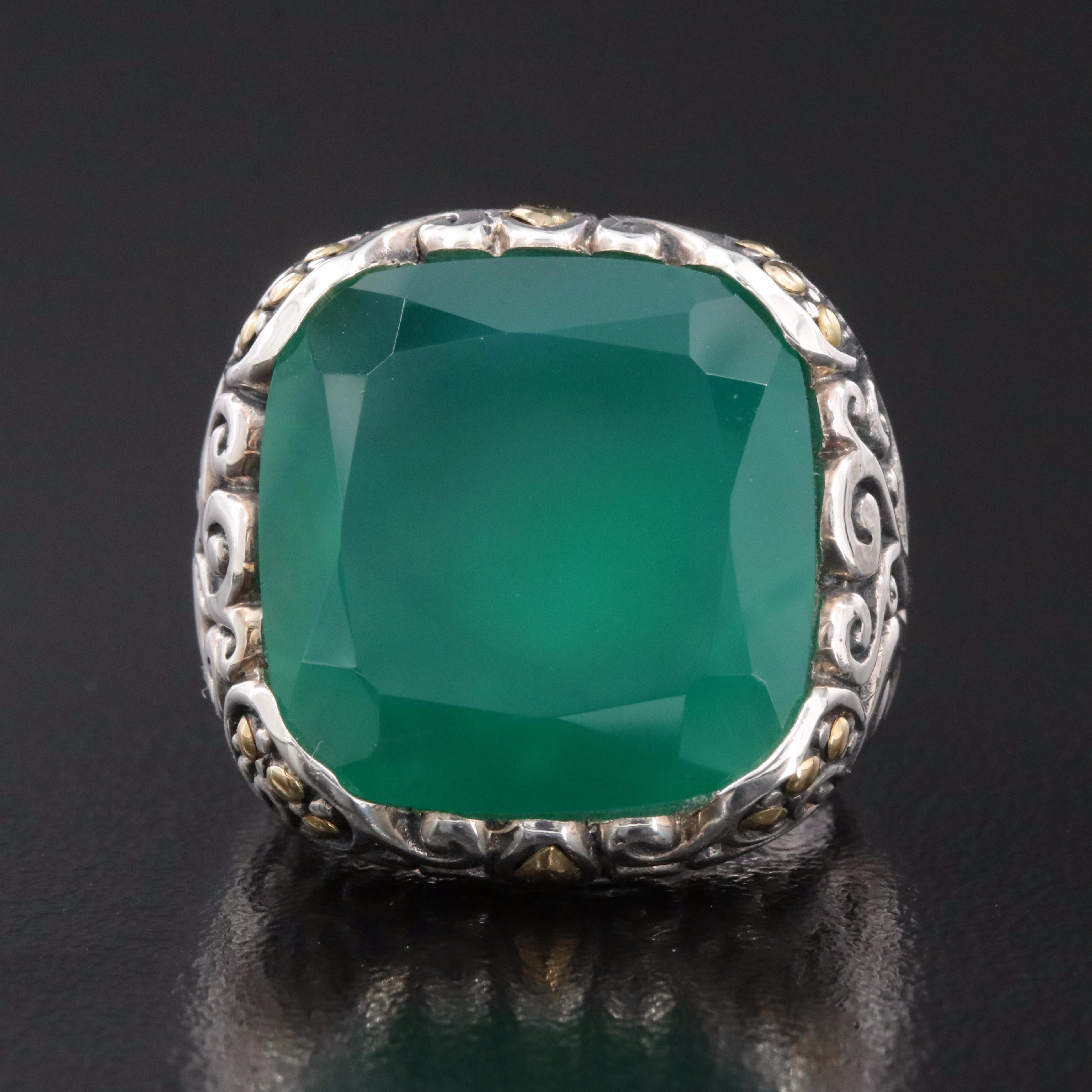 Sterling Chalcedony Ring with 18K Accents