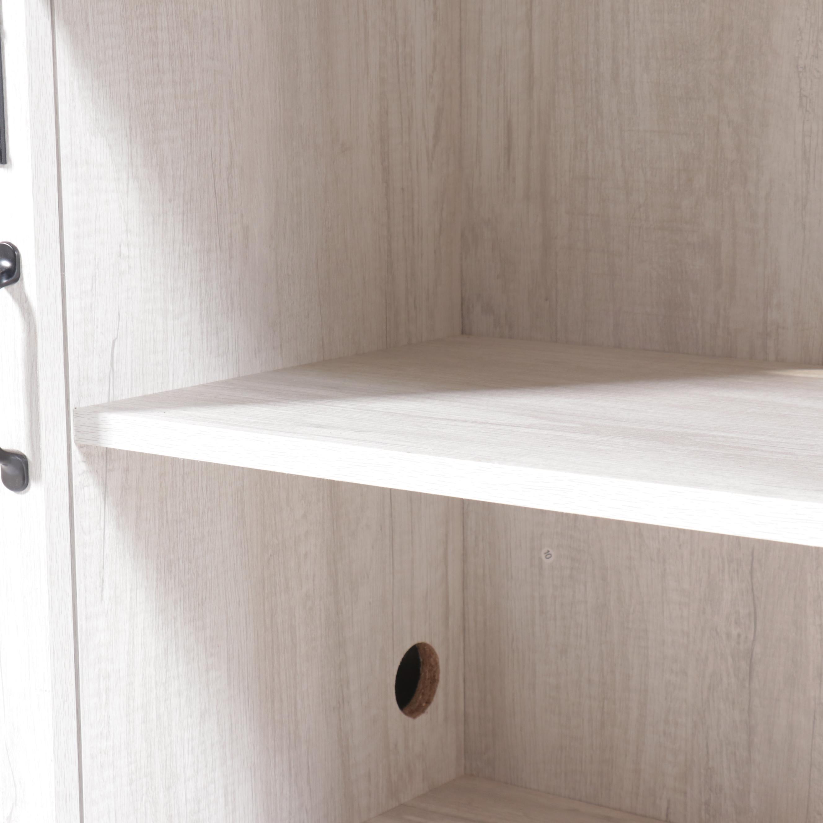 Modern Farmhouse Style Grey Wood Media Cabinet with Barn Doors