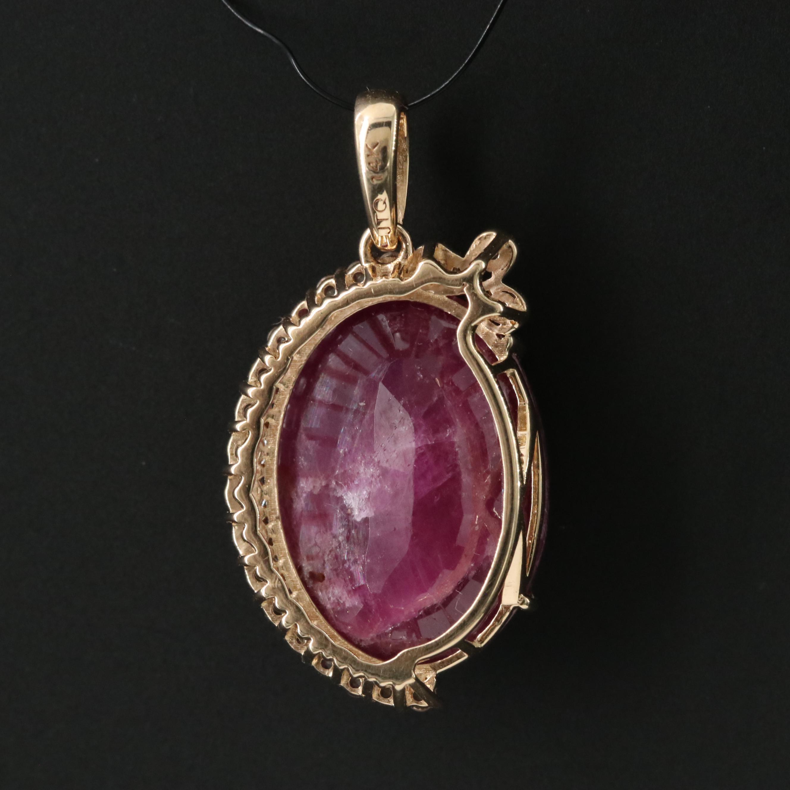 14K 8.60 CT Ruby and White Sapphire Pendant