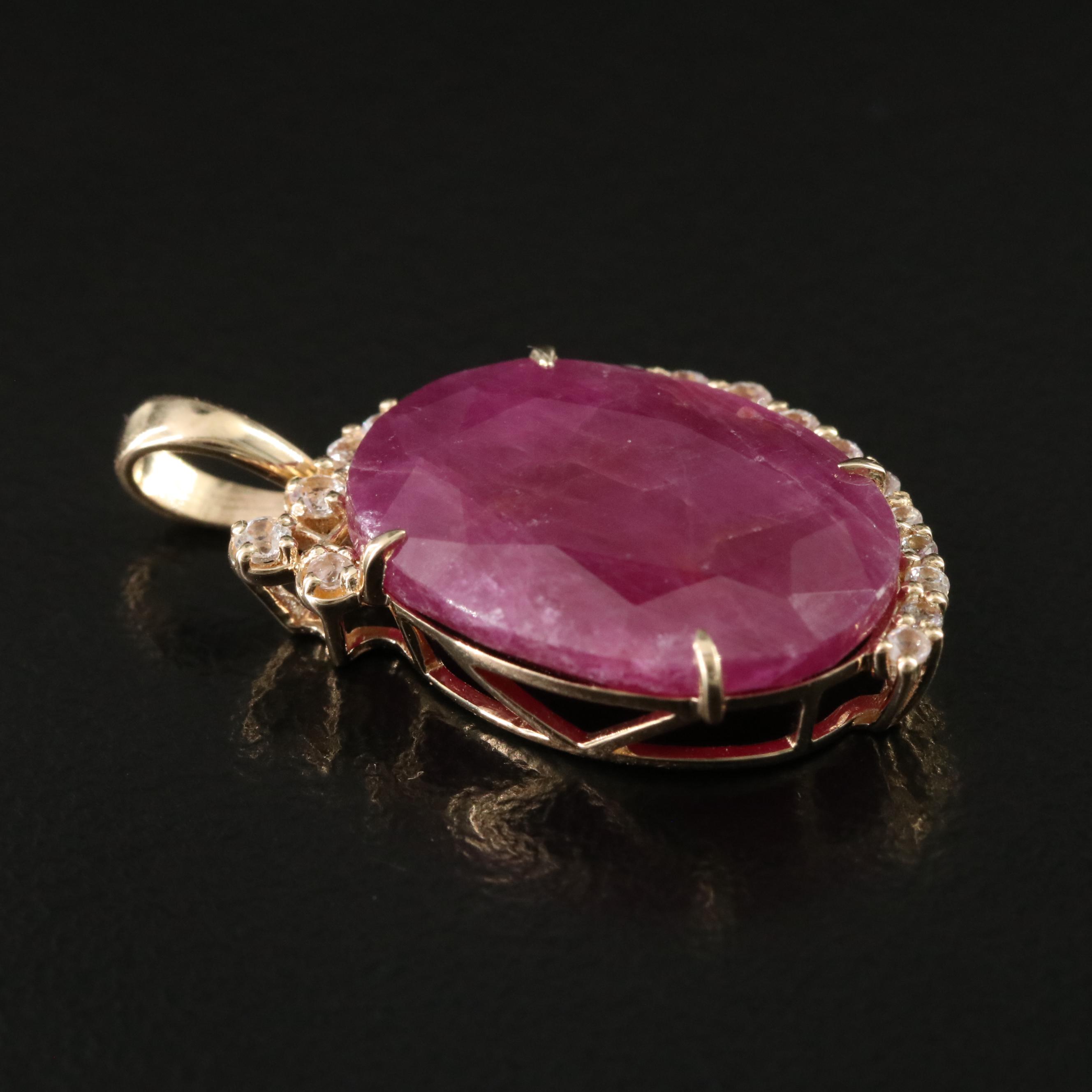 14K 8.60 CT Ruby and White Sapphire Pendant