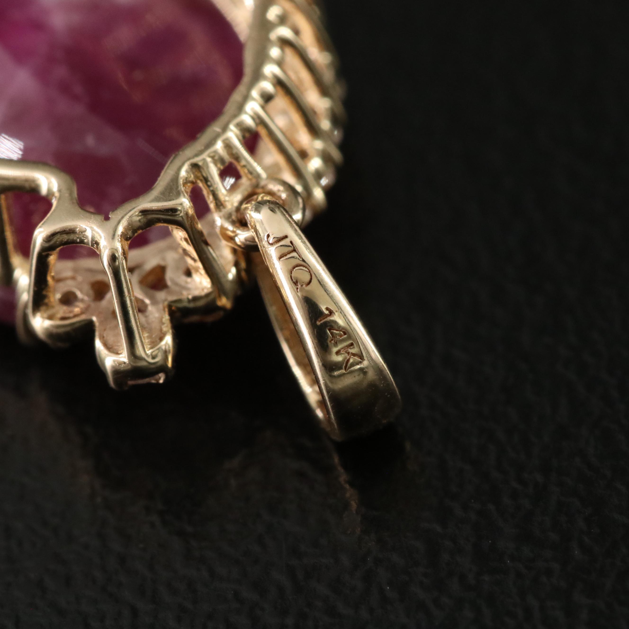 14K 8.60 CT Ruby and White Sapphire Pendant