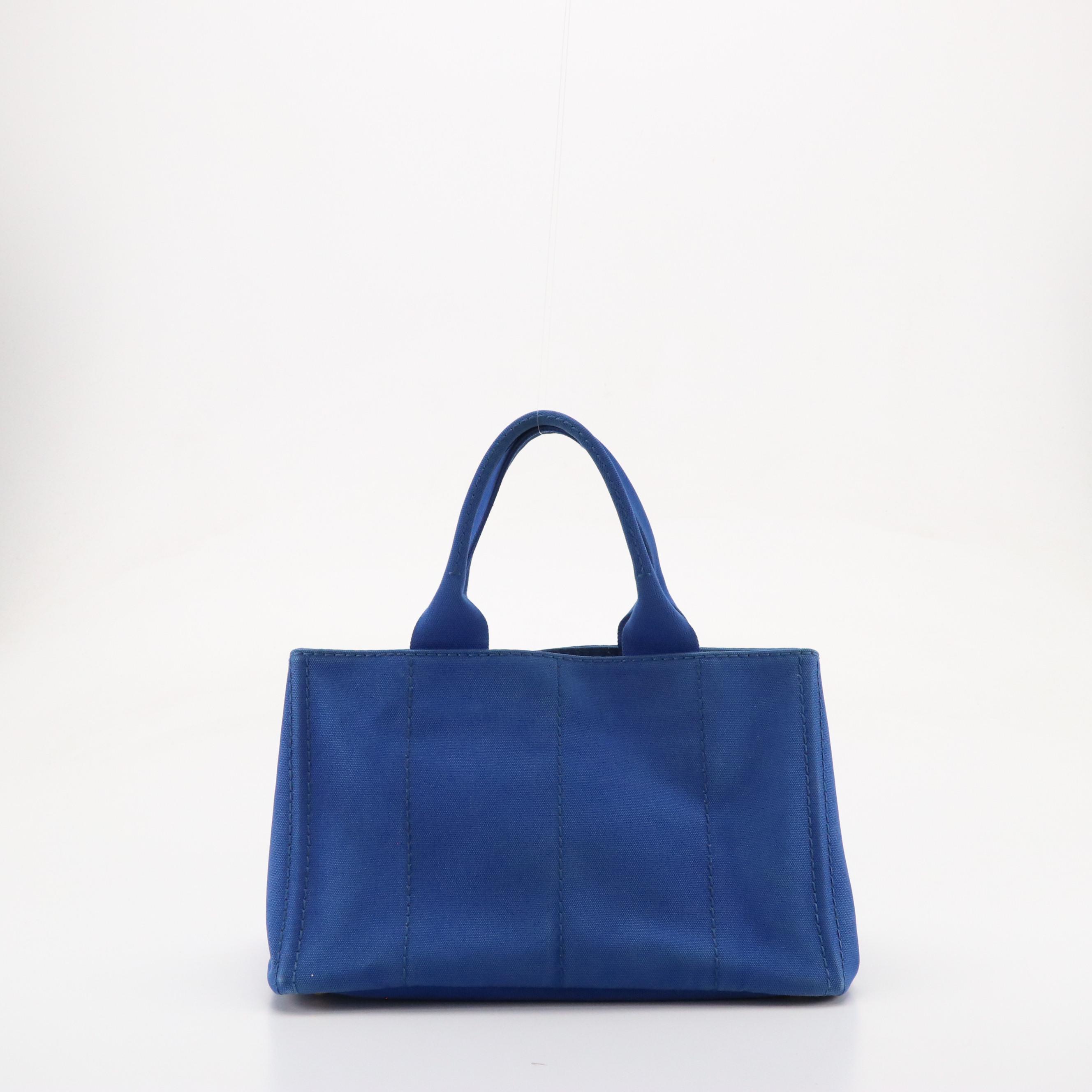 Prada Canapa Logo Canvas Tote in Cobalt Blue