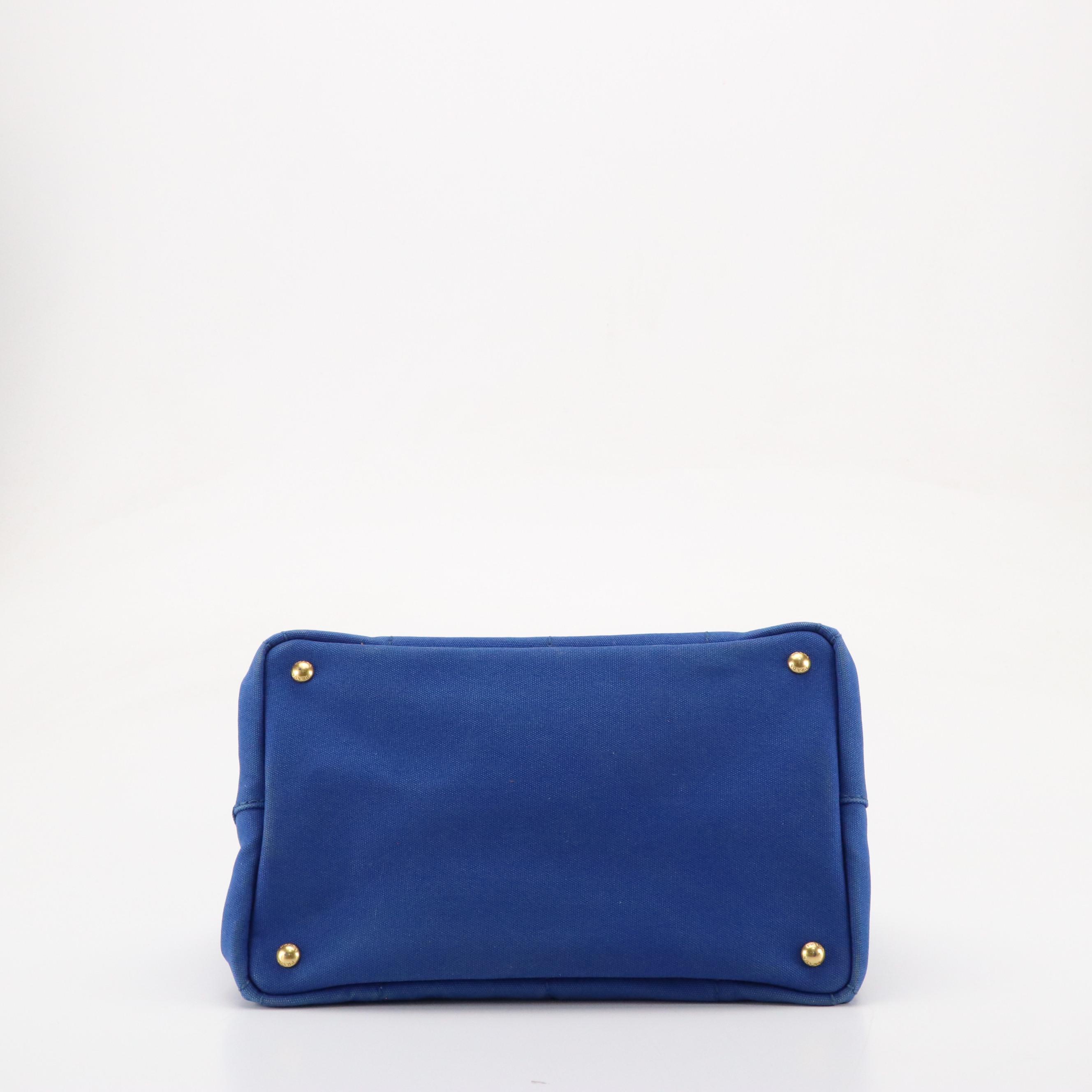 Prada Canapa Logo Canvas Tote in Cobalt Blue