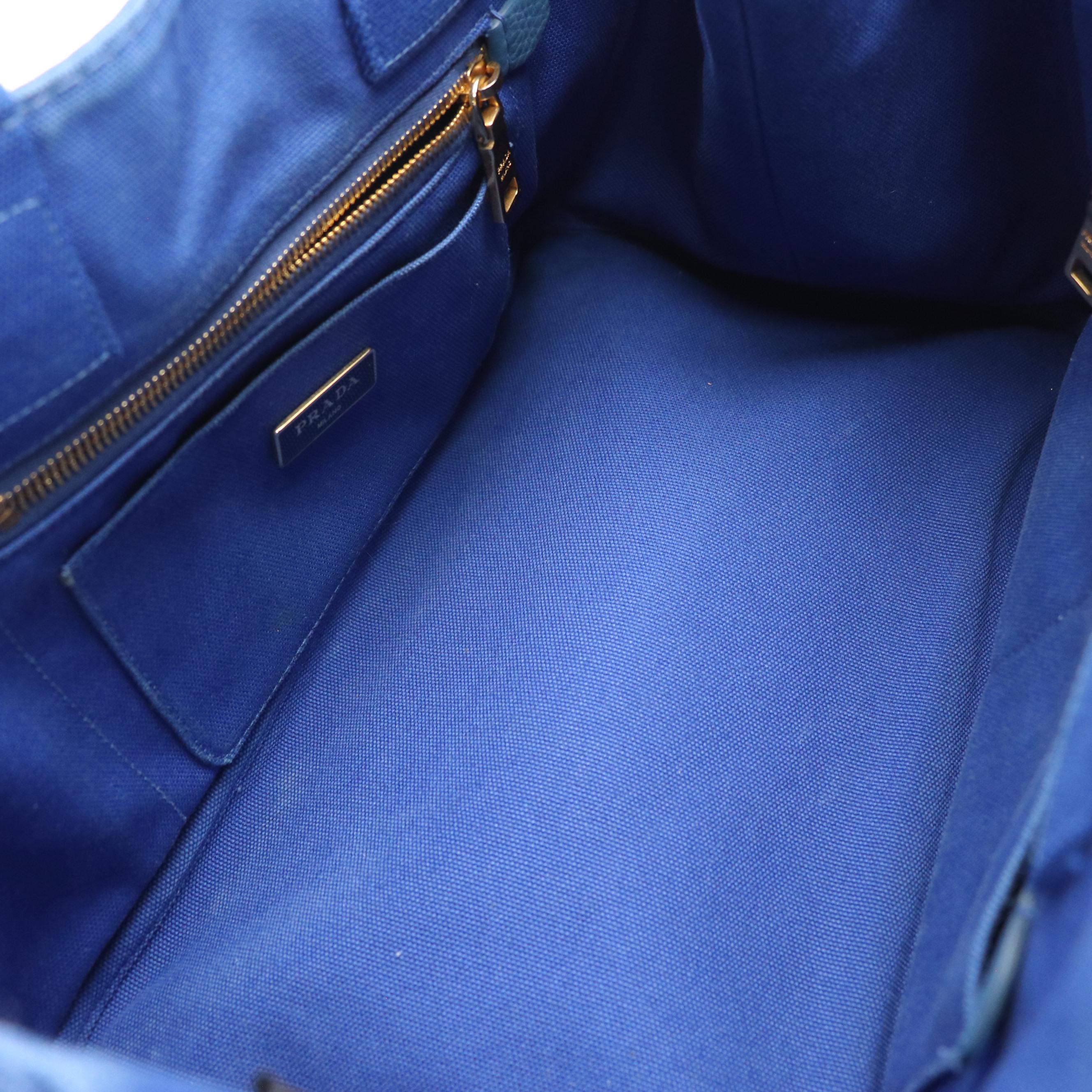 Prada Canapa Logo Canvas Tote in Cobalt Blue