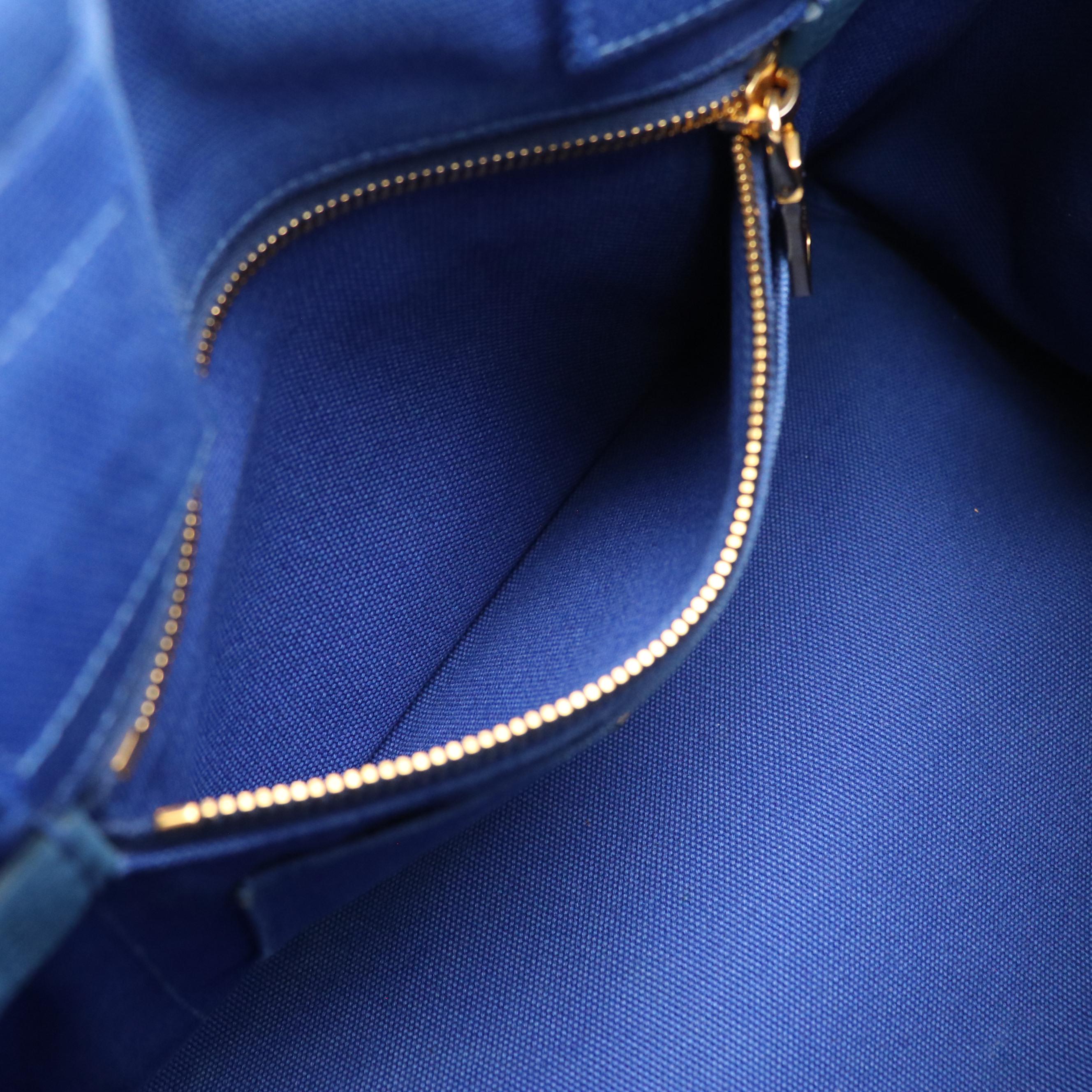 Prada Canapa Logo Canvas Tote in Cobalt Blue