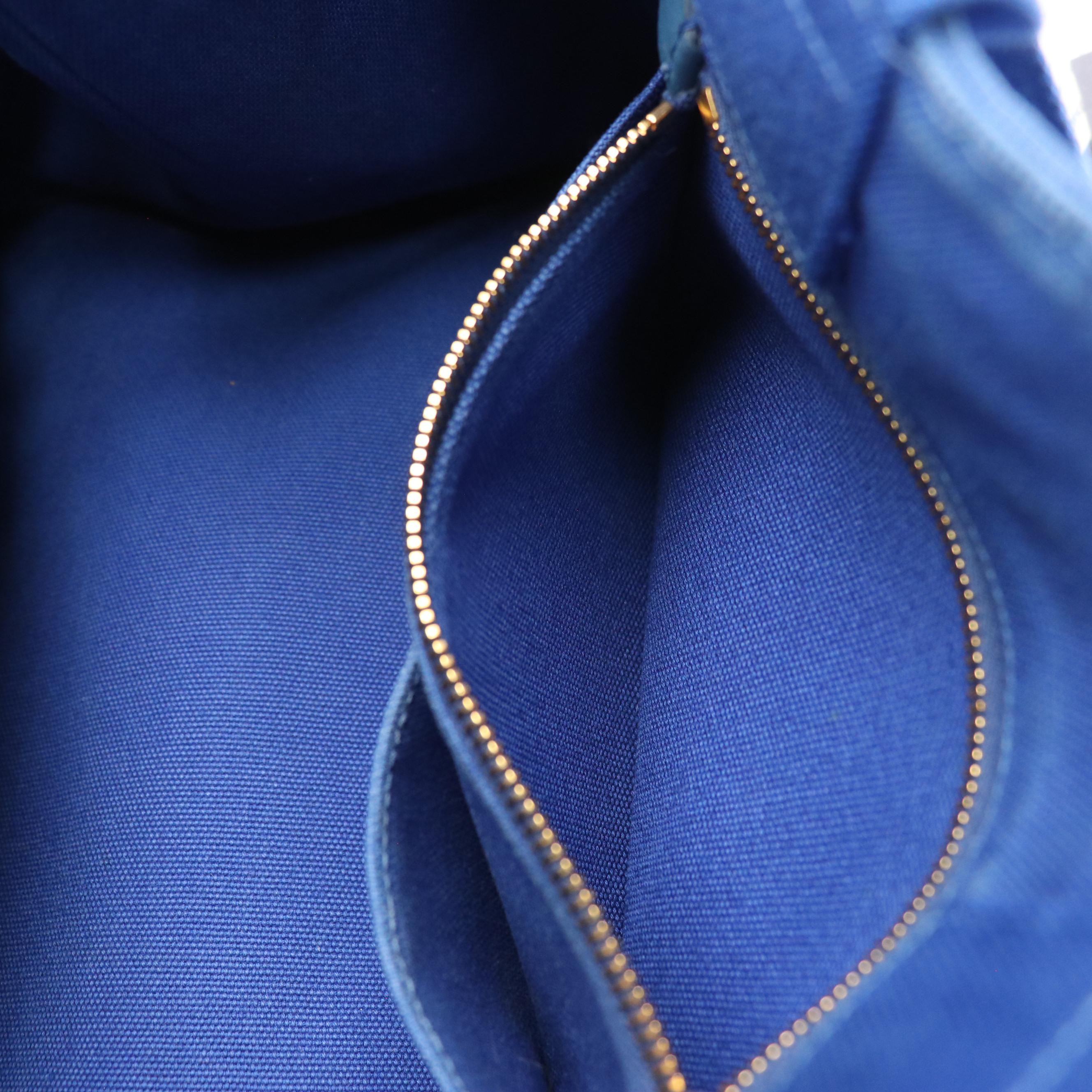 Prada Canapa Logo Canvas Tote in Cobalt Blue