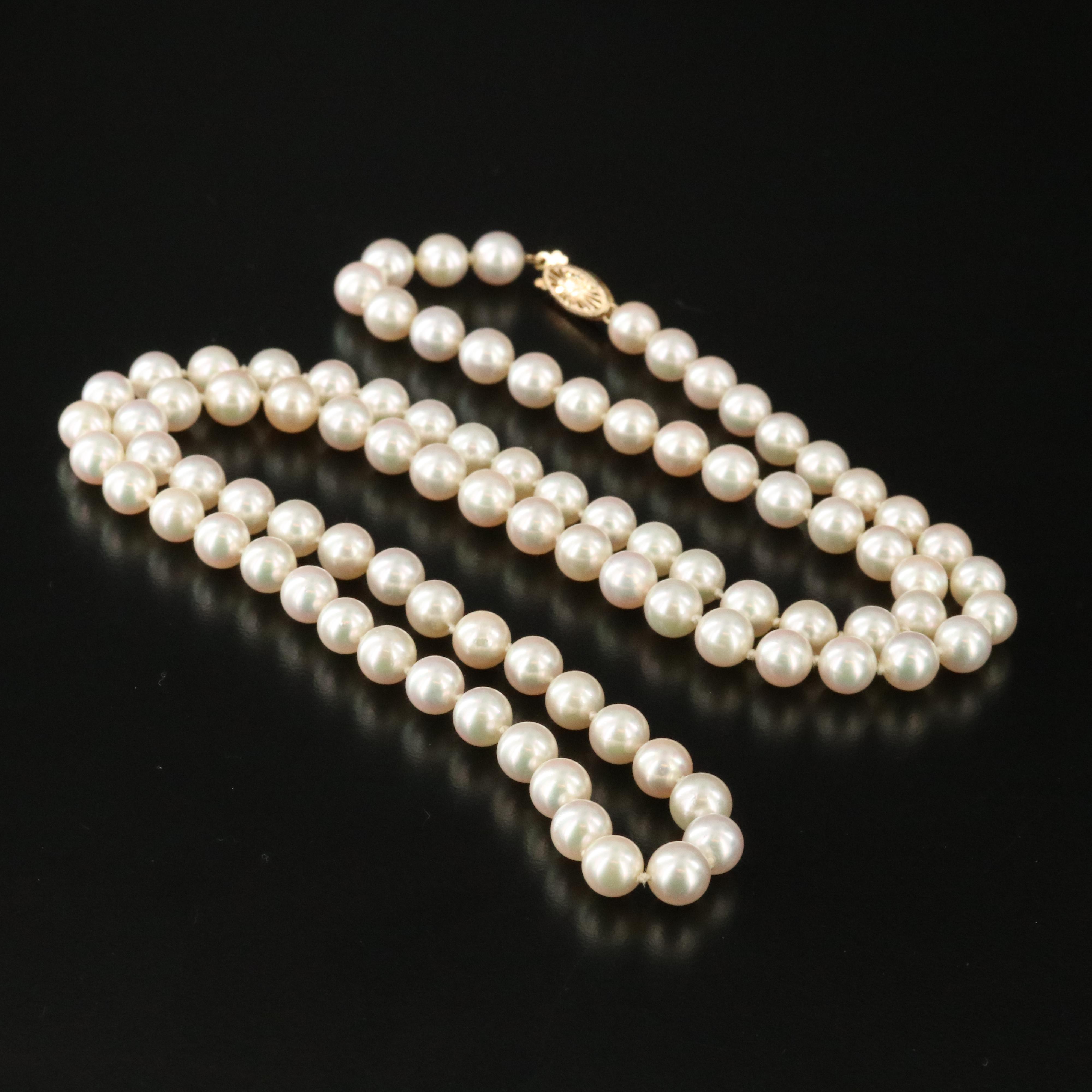 Pearl Necklace with 14K Clasp