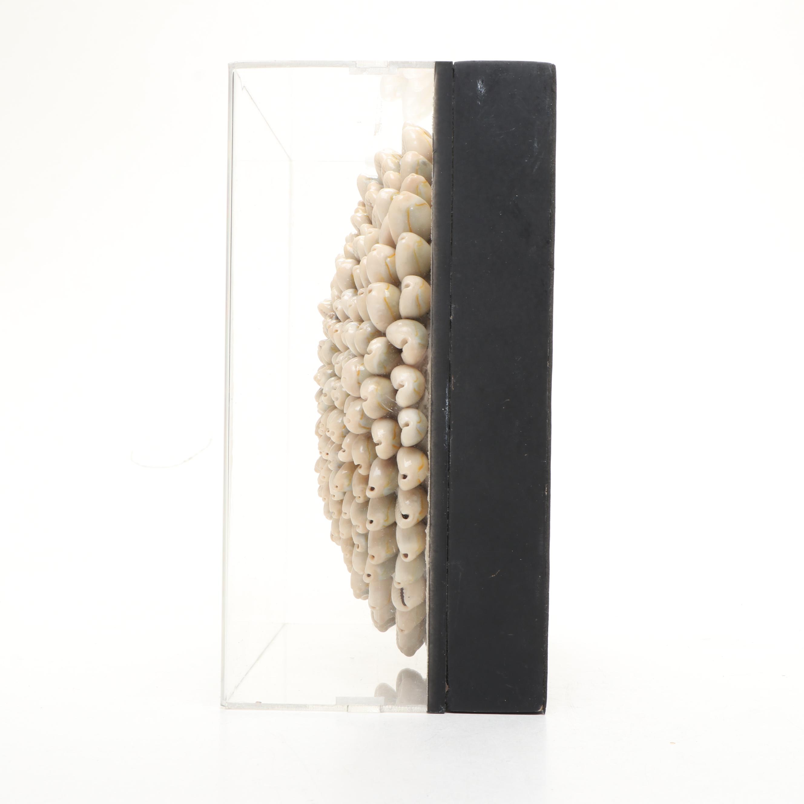 Chinese Floral Blue and White Porcelain Vase with Shell and MOP Wall Décor