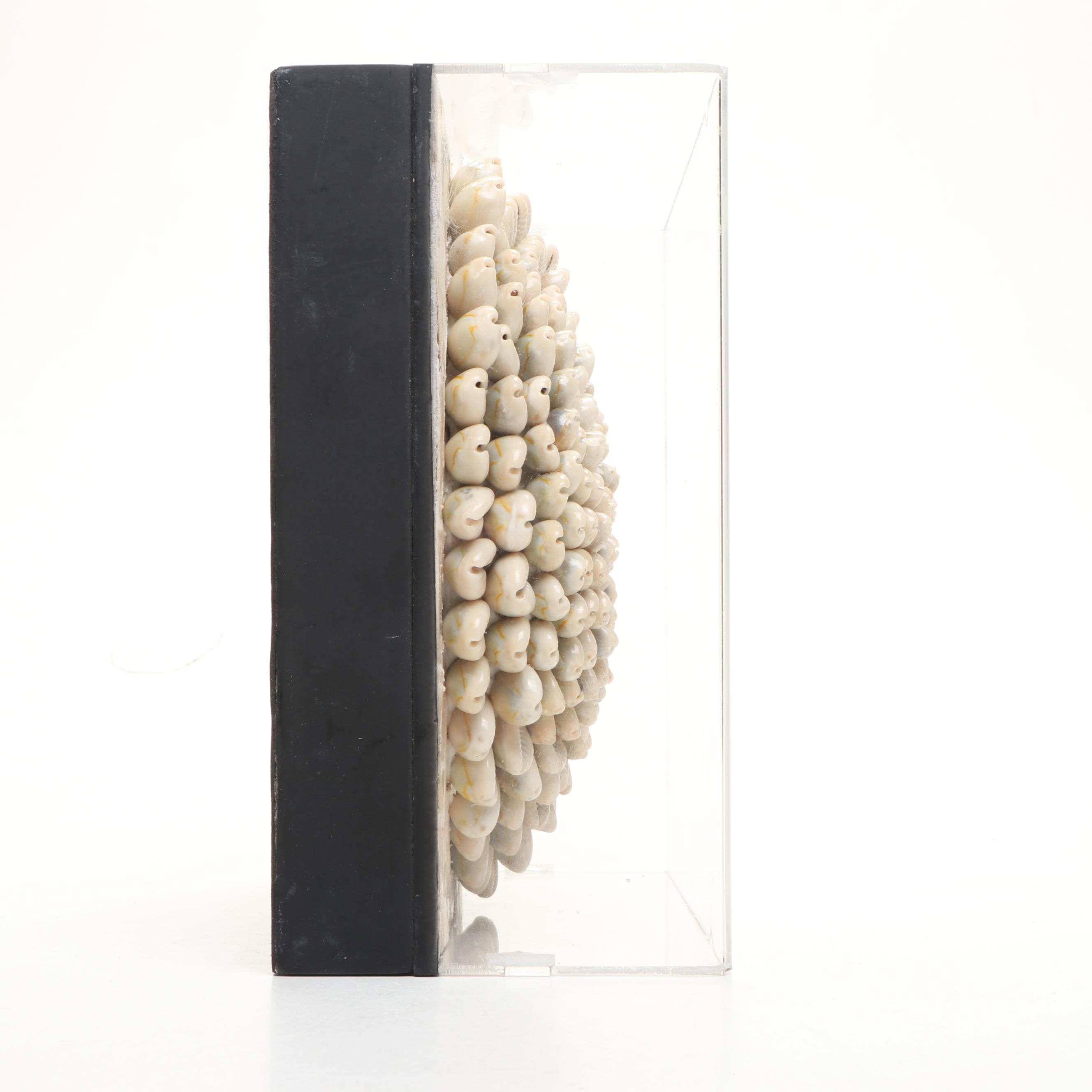 Chinese Floral Blue and White Porcelain Vase with Shell and MOP Wall Décor