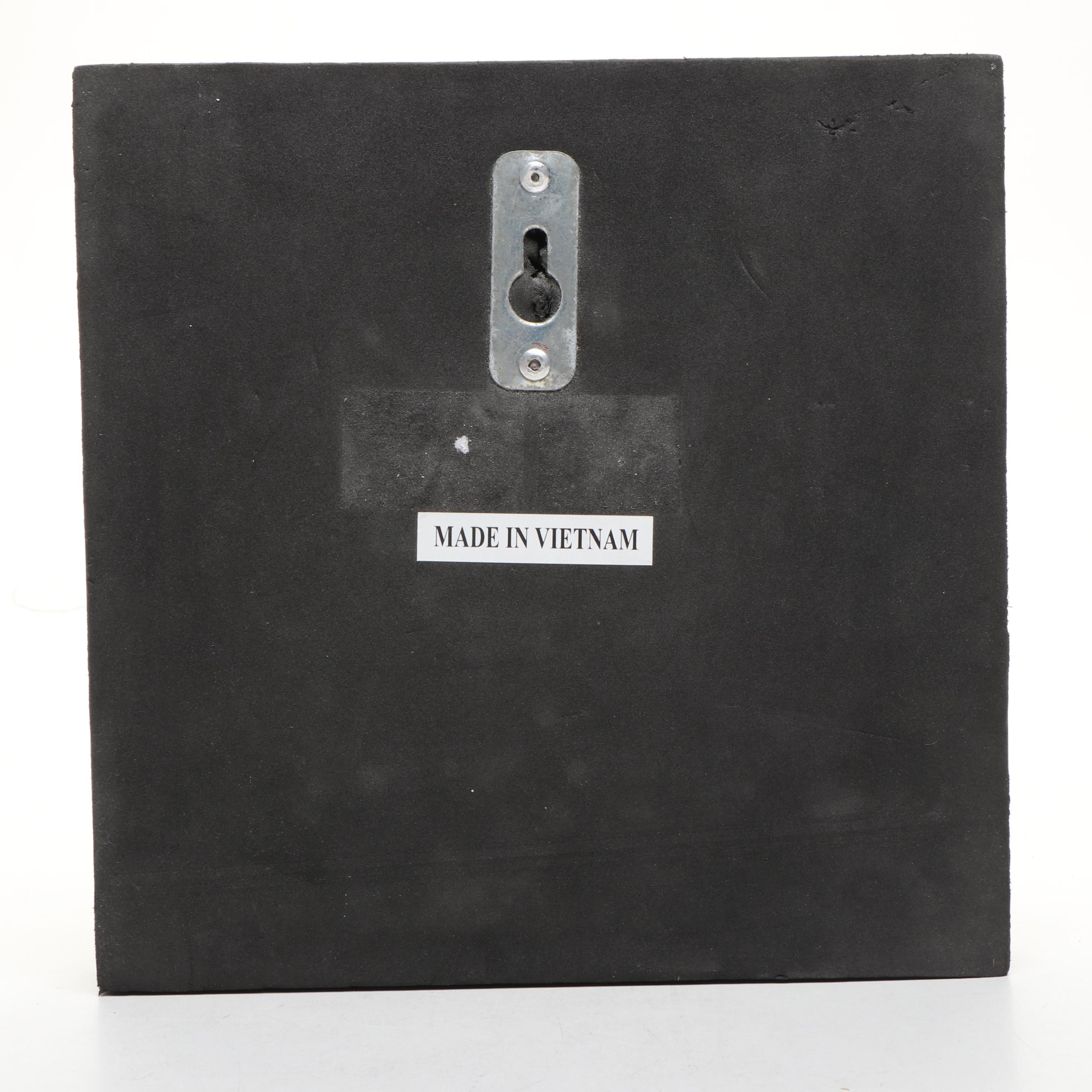 Chinese Floral Blue and White Porcelain Vase with Shell and MOP Wall Décor