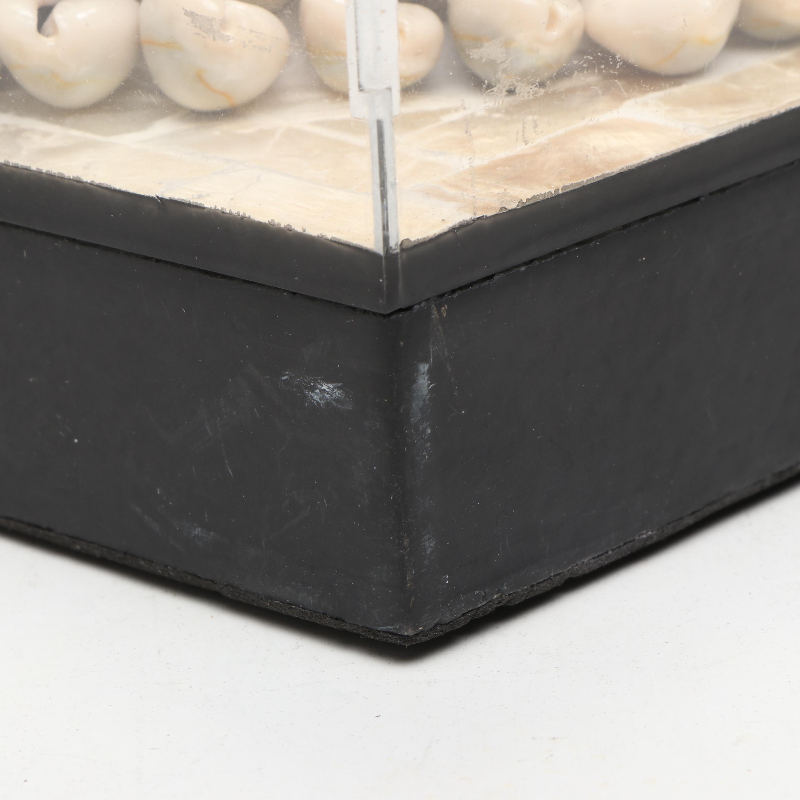 Chinese Floral Blue and White Porcelain Vase with Shell and MOP Wall Décor