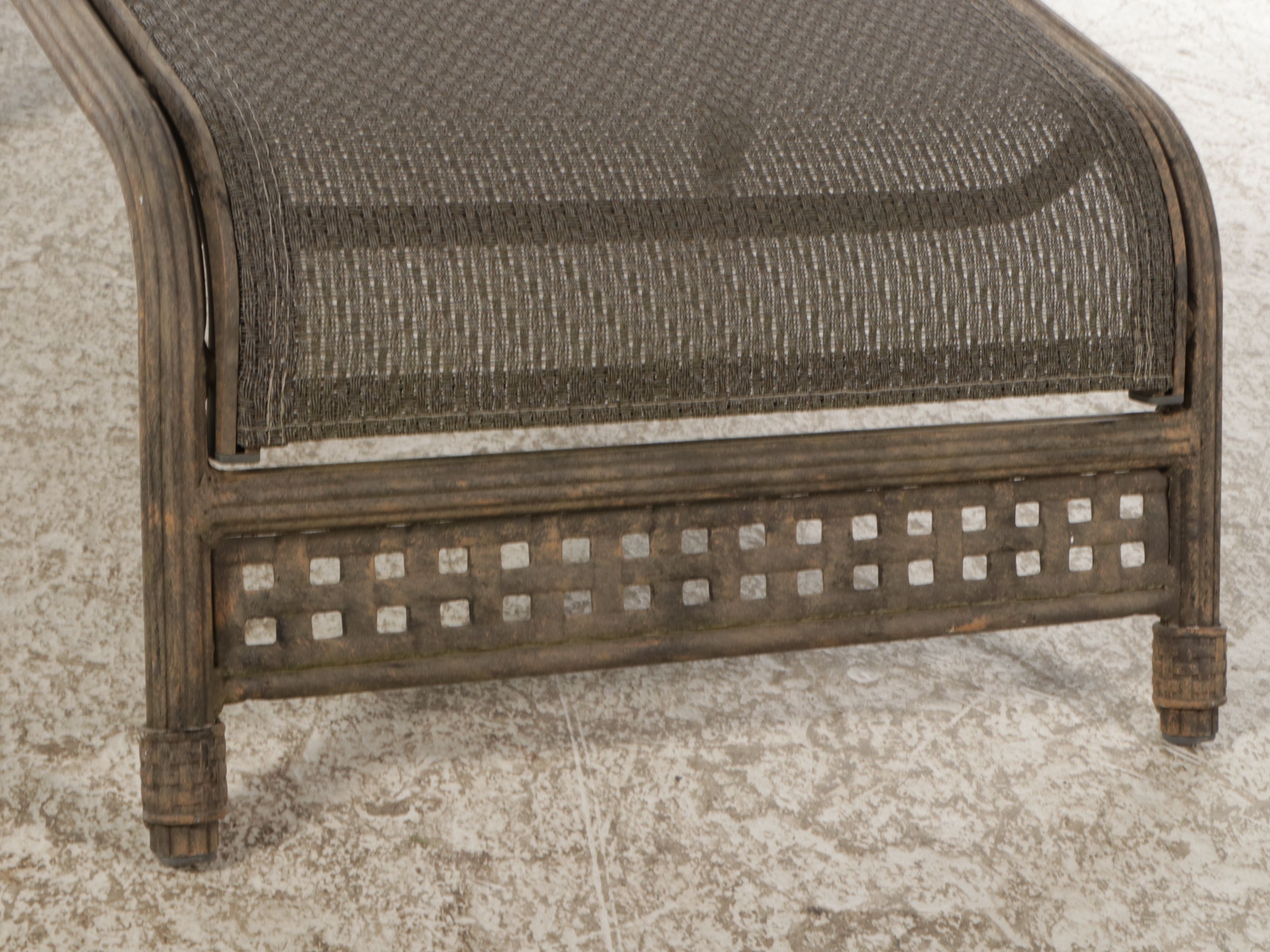 Pair of Chair Metal and Mesh Patio Chaises with Cushions