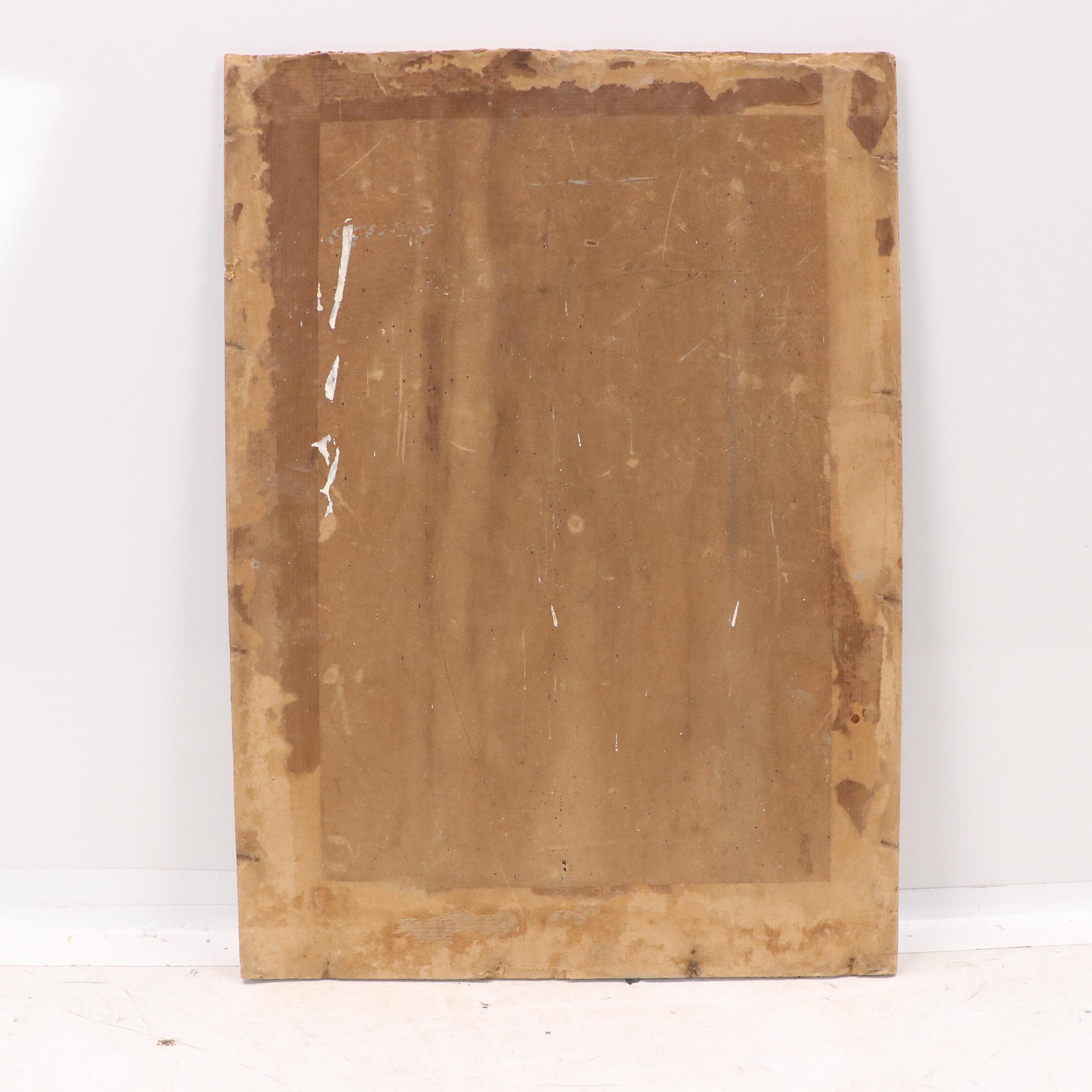 European Garden Oil Painting of Vine-Covered House