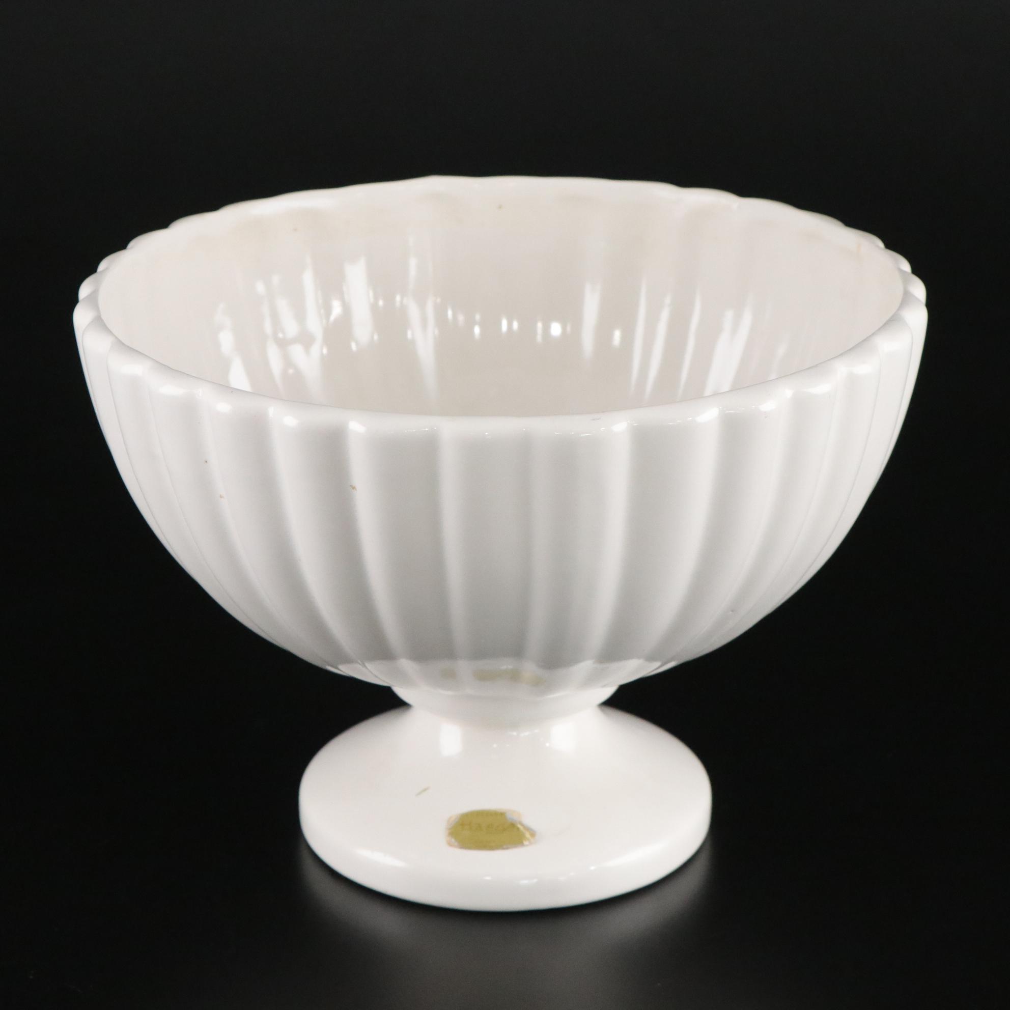 Haeger Porcelain Pedestal Planter with Limoges Basket Handled Creamer and Sugar